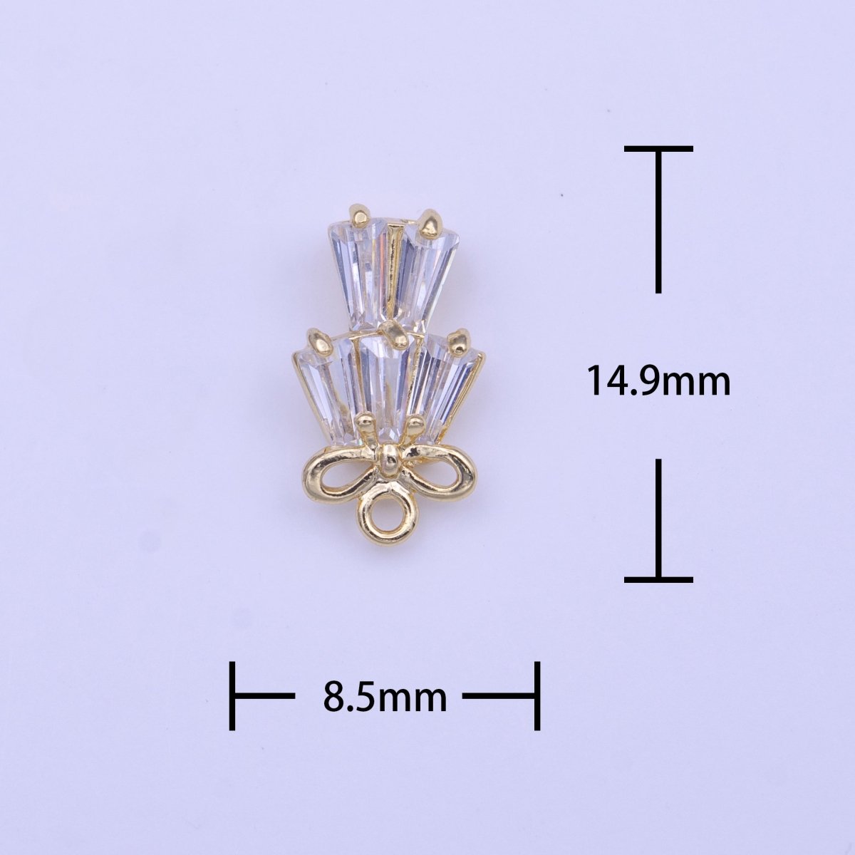 Multiple Clear Baguette CZ Ribbon Gold Charm | C-473 - DLUXCA