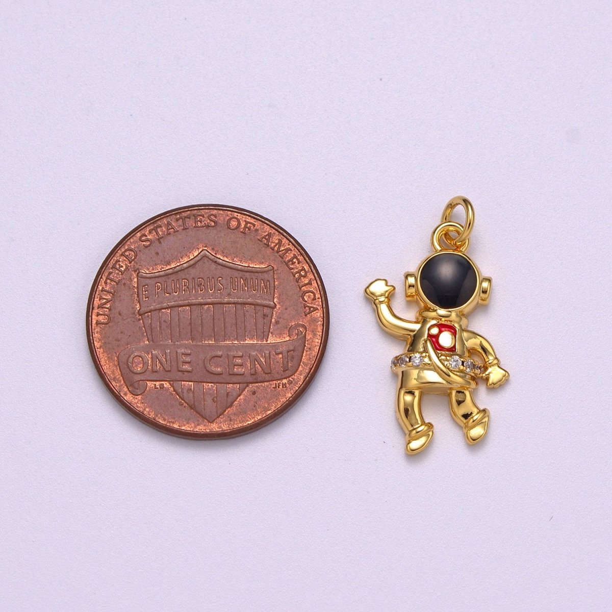 NASA Astronaut Charm Gold Filled Cute Pendant, Enamel Astronaut Charm, Wholesale People Necklace Bracelet Earring Charm add on M-745 - DLUXCA