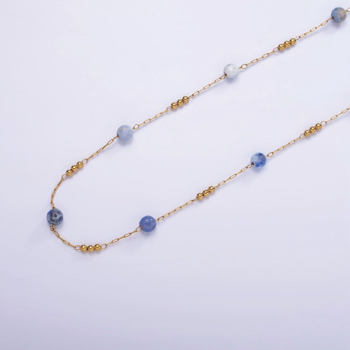 Natural Gemstone Beaded Chain Rosary Chain by Yard 4mm Blue Aventurine Beads by Yard | ROLL-1476 - DLUXCA