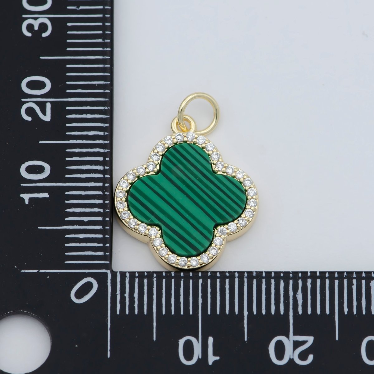 Natural Gemstone charm Malachite Clover pendant, Gold Filled Charm Semi Previous Stone with Gold Filled Bezel for Earring necklace Bracelet M-369 - DLUXCA
