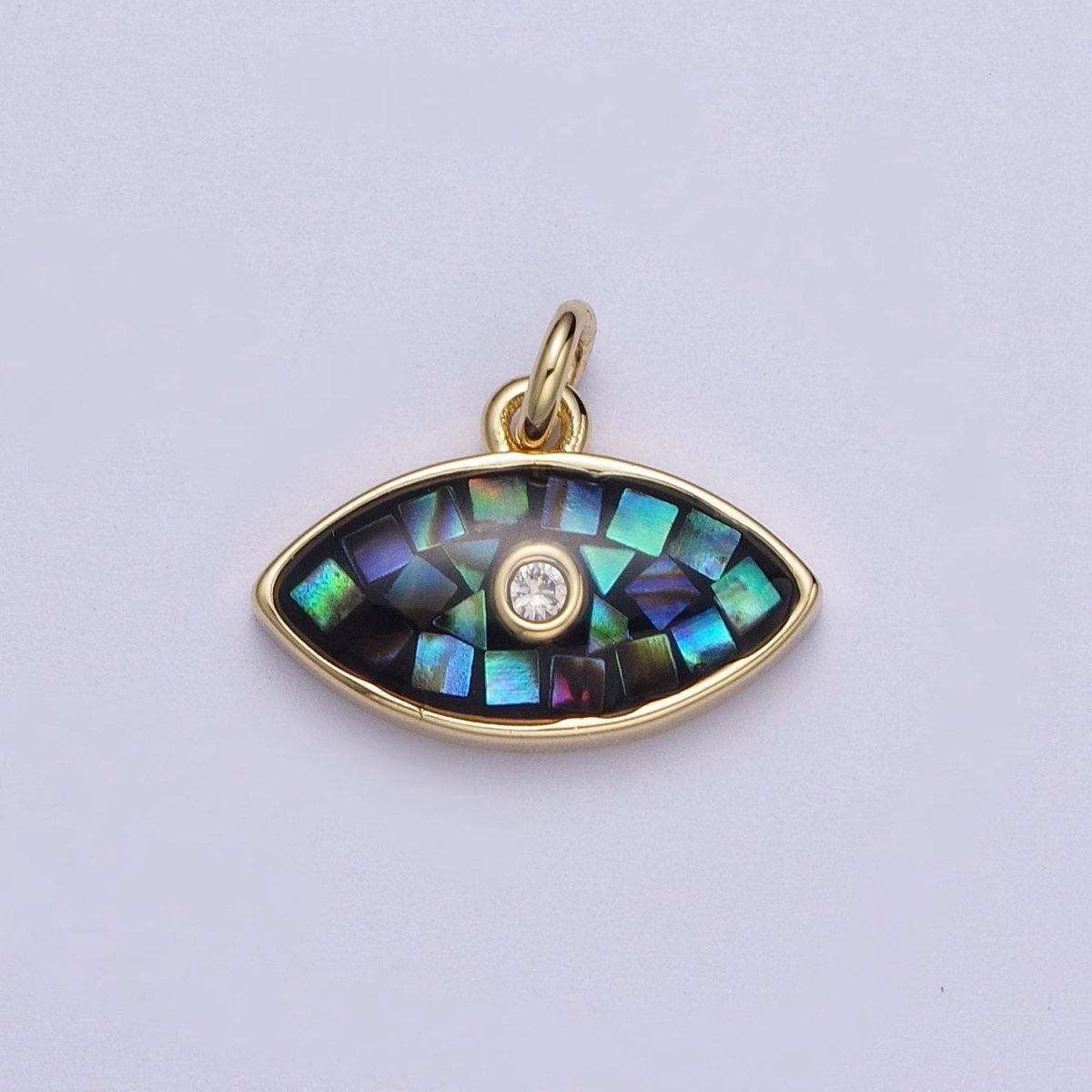 Natural Green Pink White Blue Black Shell Evil Eye Charm in Gold for Add on Jewelry| X-765 - X-768 - DLUXCA