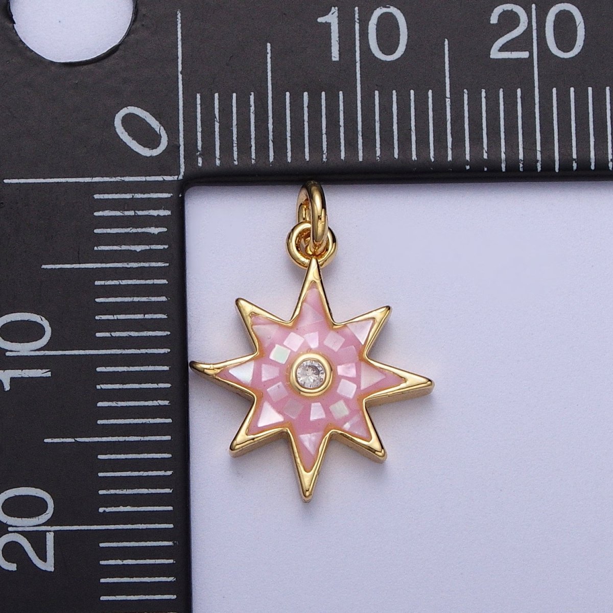 Natural Green Pink White Blue Black Shell North Star Shape Charm in Gold for Celestial Jewelry| X-774 - X-778 - DLUXCA