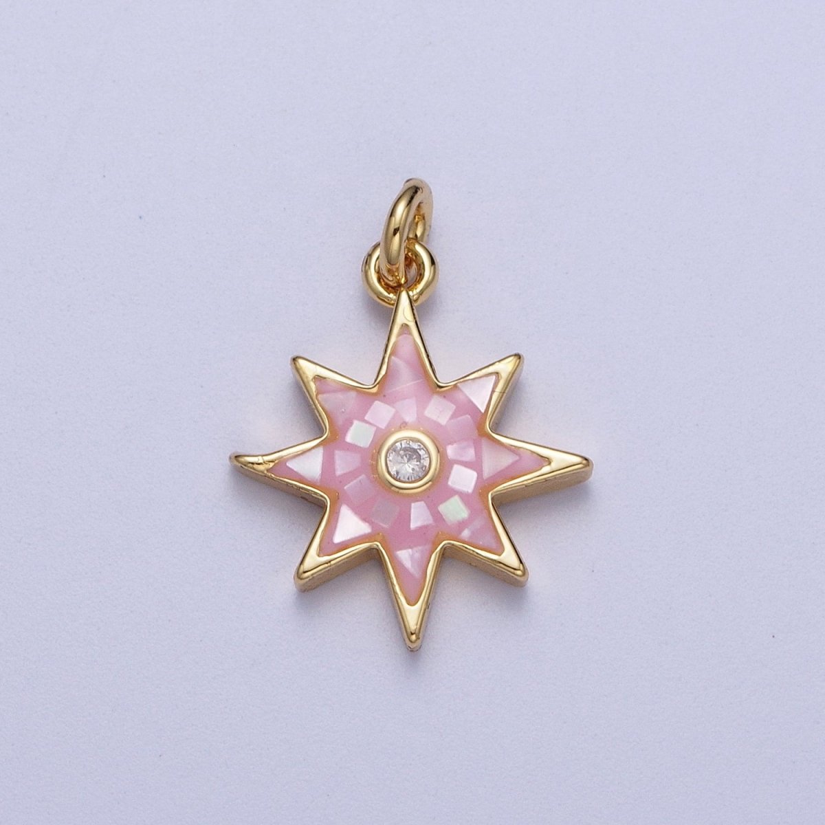 Natural Green Pink White Blue Black Shell North Star Shape Charm in Gold for Celestial Jewelry| X-774 - X-778 - DLUXCA