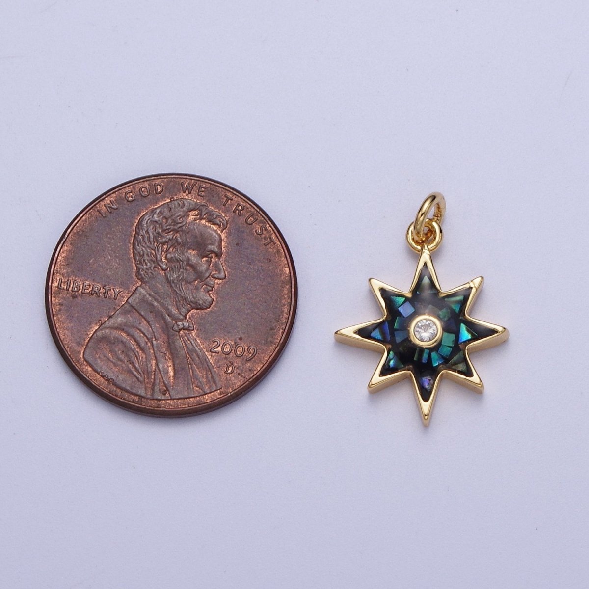 Natural Green Pink White Blue Black Shell North Star Shape Charm in Gold for Celestial Jewelry| X-774 - X-778 - DLUXCA