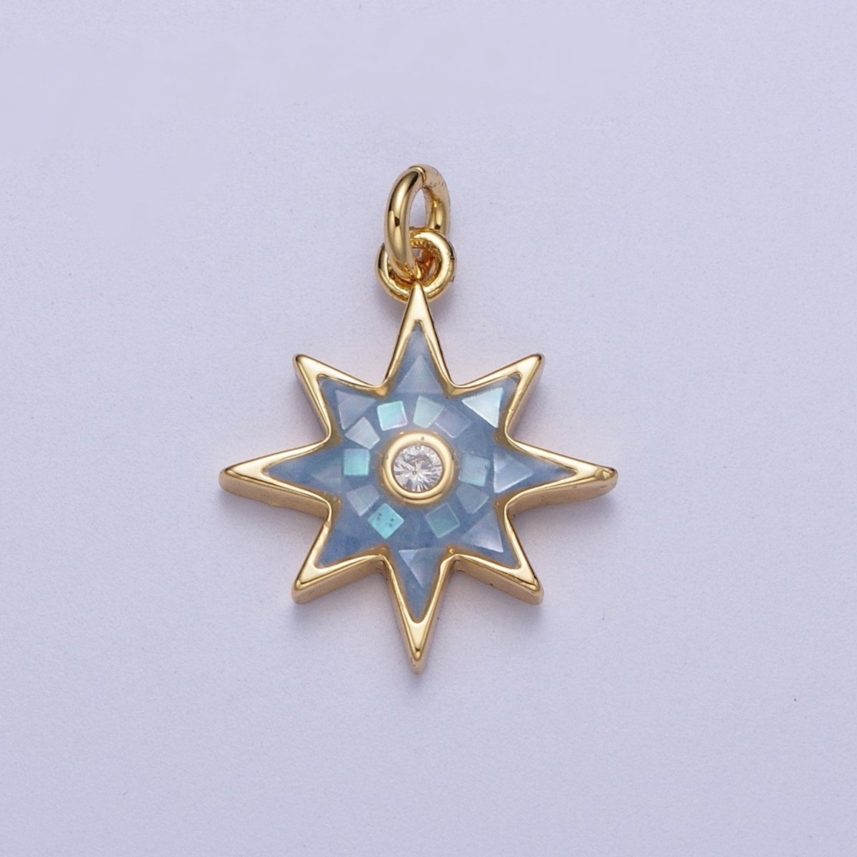 Natural Green Pink White Blue Black Shell North Star Shape Charm in Gold for Celestial Jewelry| X-774 - X-778 - DLUXCA