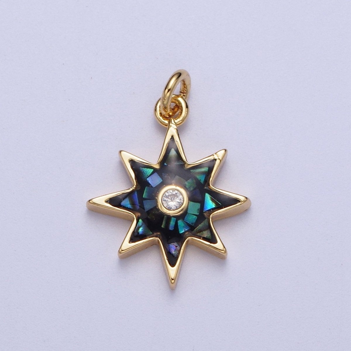 Natural Green Pink White Blue Black Shell North Star Shape Charm in Gold for Celestial Jewelry| X-774 - X-778 - DLUXCA