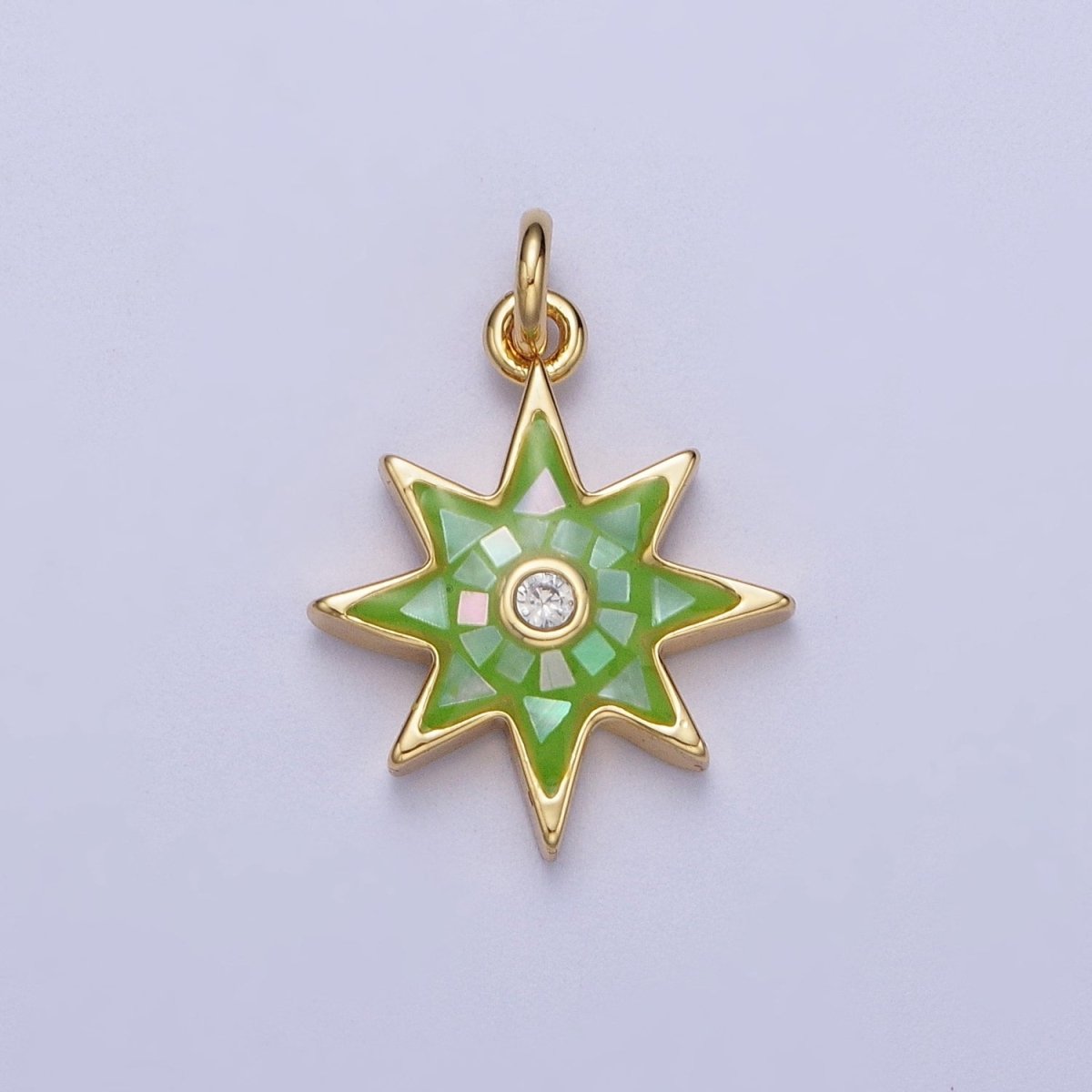 Natural Green Pink White Blue Black Shell North Star Shape Charm in Gold for Celestial Jewelry| X-774 - X-778 - DLUXCA