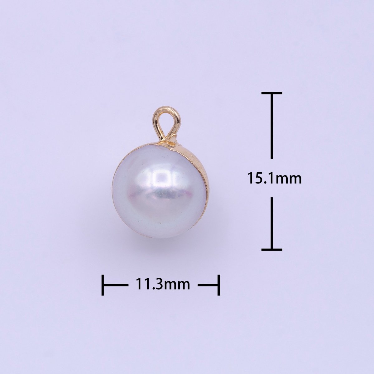 Natural Round White Freshwater Pearl Gold Coated Add-On Charm | P-1850 - DLUXCA