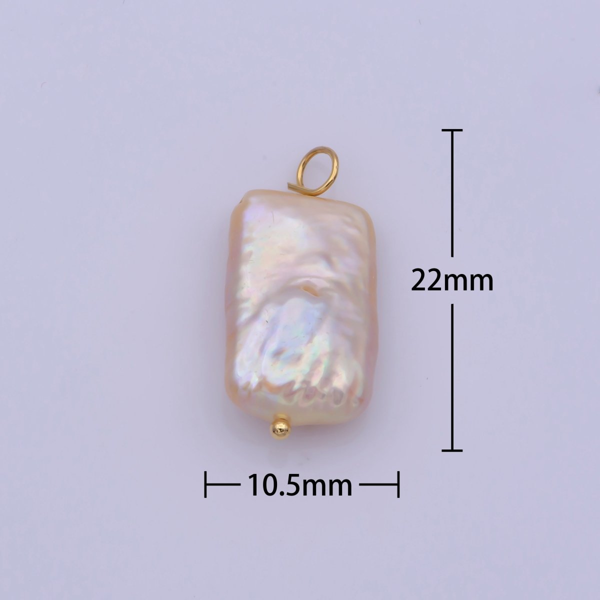 Natural White Rectangle Freshwater Pearl Charm High Luster Genuine Cultured Fresh water Pearl P-1853 - DLUXCA