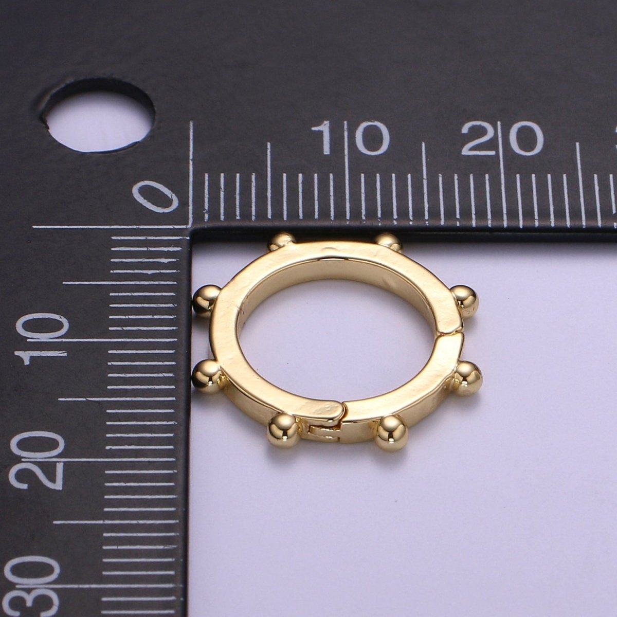 Nautical Gold Spring Gate Ring, 18 mm Ship Wheel Push Gate ring, Charm Holder Clasp for Connector, Wristlet Holder L-275 - DLUXCA