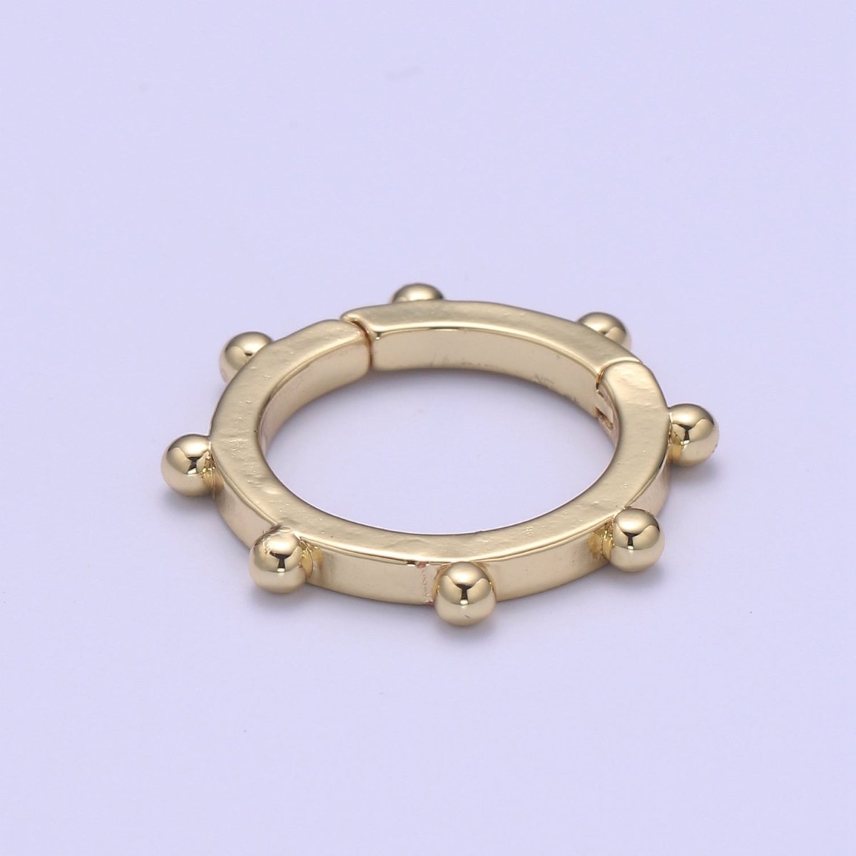 Nautical Gold Spring Gate Ring, 18 mm Ship Wheel Push Gate ring, Charm Holder Clasp for Connector, Wristlet Holder L-275 - DLUXCA