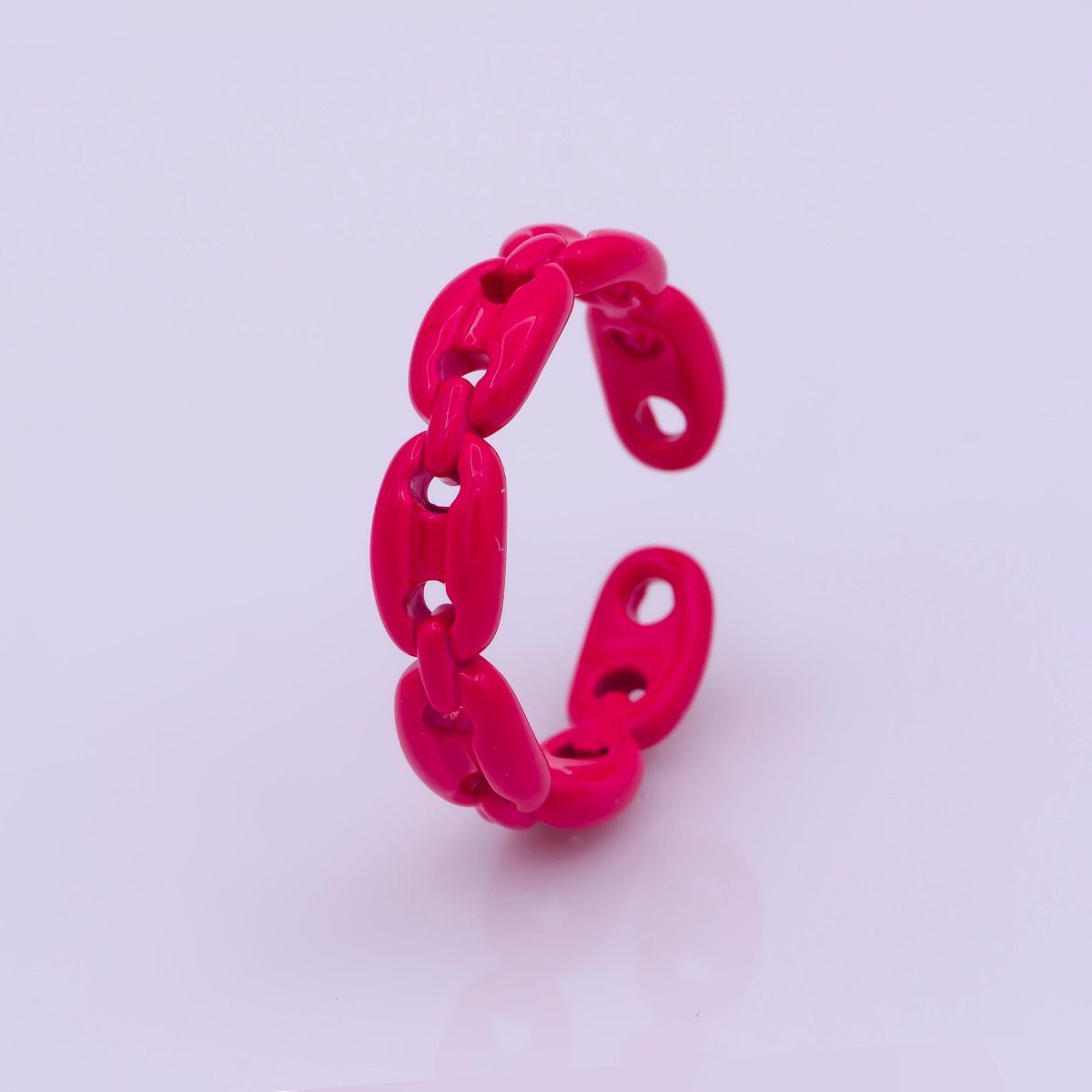 Neon Anchor Ring Link Chain Ring Enamel Statement Jewelry Open Adjustable Ring Y2K Colorful Ring - DLUXCA