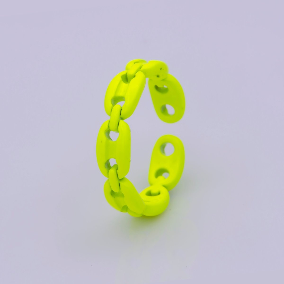 Neon Anchor Ring Link Chain Ring Enamel Statement Jewelry Open Adjustable Ring Y2K Colorful Ring - DLUXCA