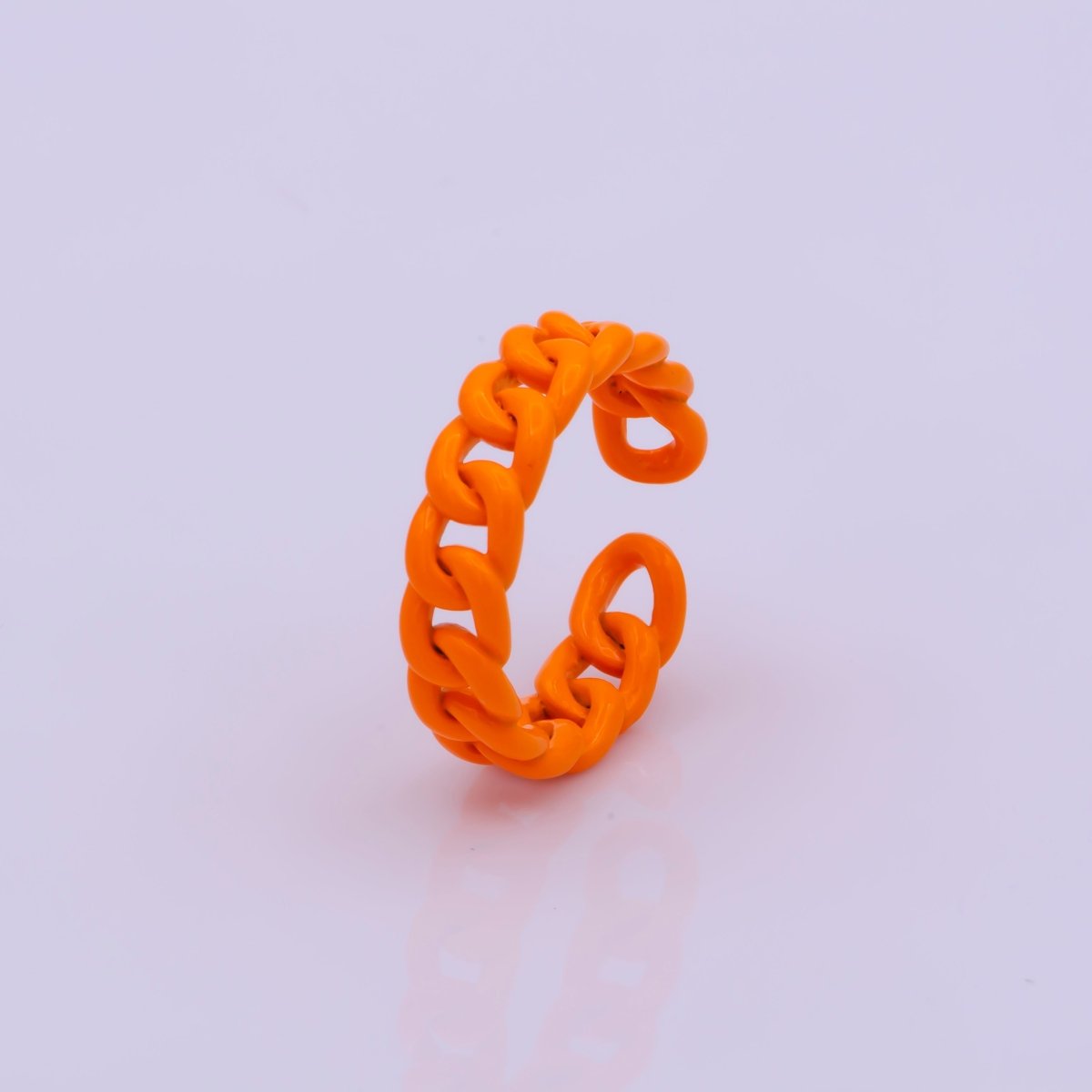 Neon Curb Chain Ring Curb Link Chain Ring Enamel Statement Jewelry Open Adjustable Ring Y2K Colorful Ring - DLUXCA