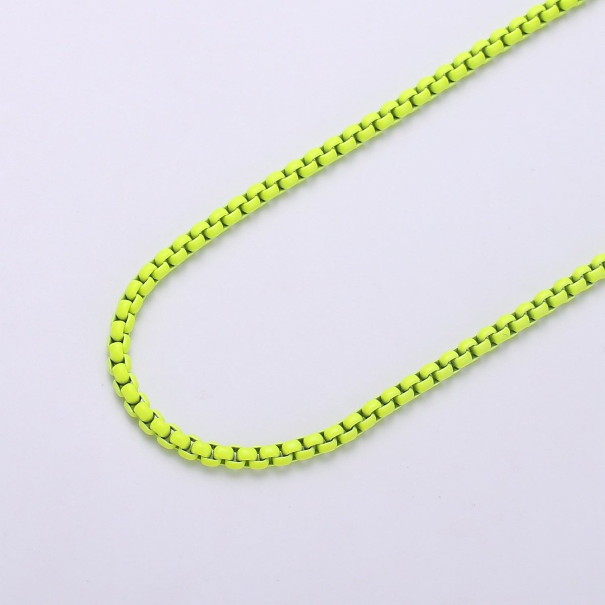 Neon Enamel Box Chain by Yard, Enamel Pop Chain Necklaces, Retro 1990 90s trend Style Chain Necklace Purple Pink Orange Blue White Yellow Green | ROLL-338 to ROLL-347 Clearance Pricing - DLUXCA