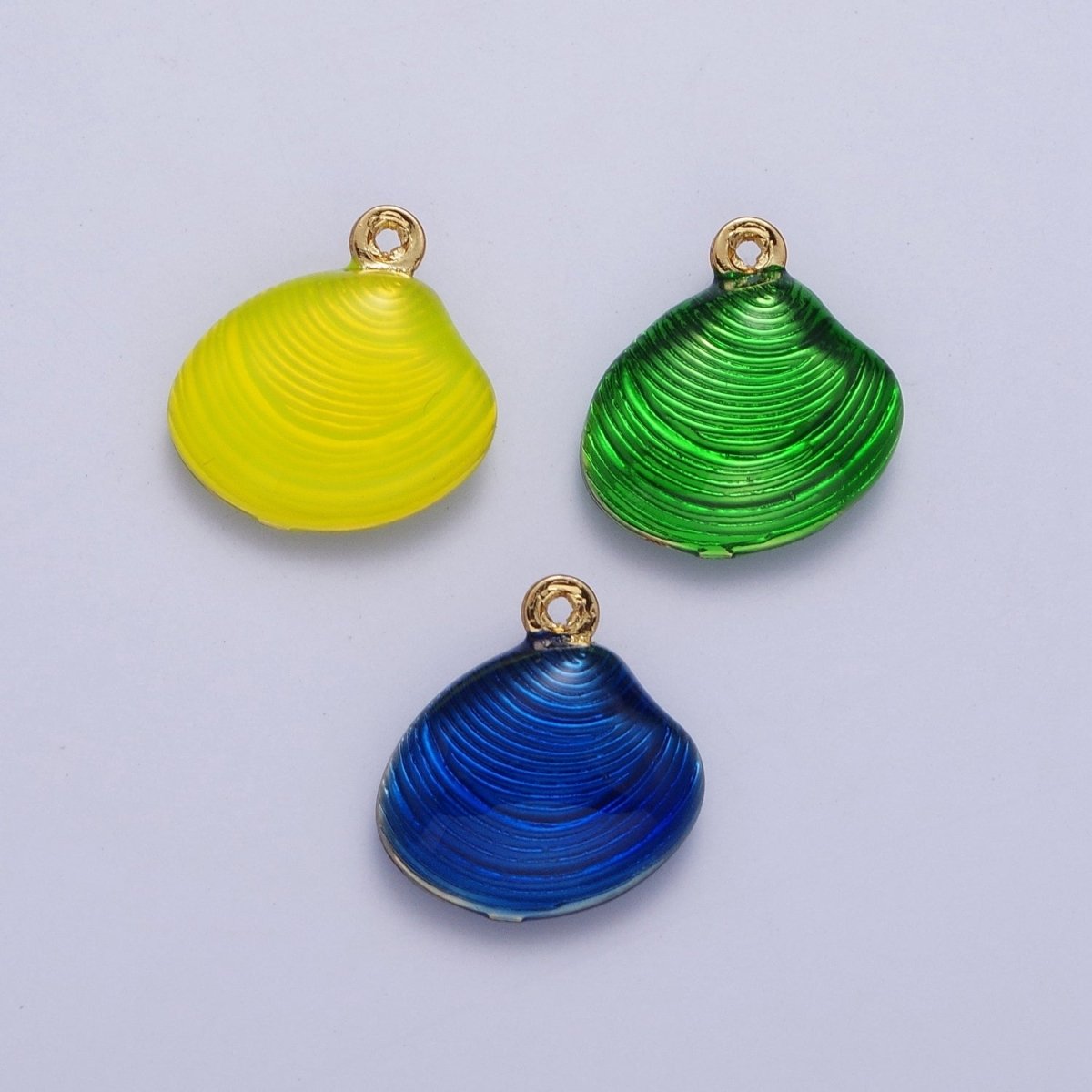 Neon Yellow, Blue, Green Colored Enamel Clam Sea Shell Charm For Summer Beach Jewelry AG-059~AG-061 - DLUXCA