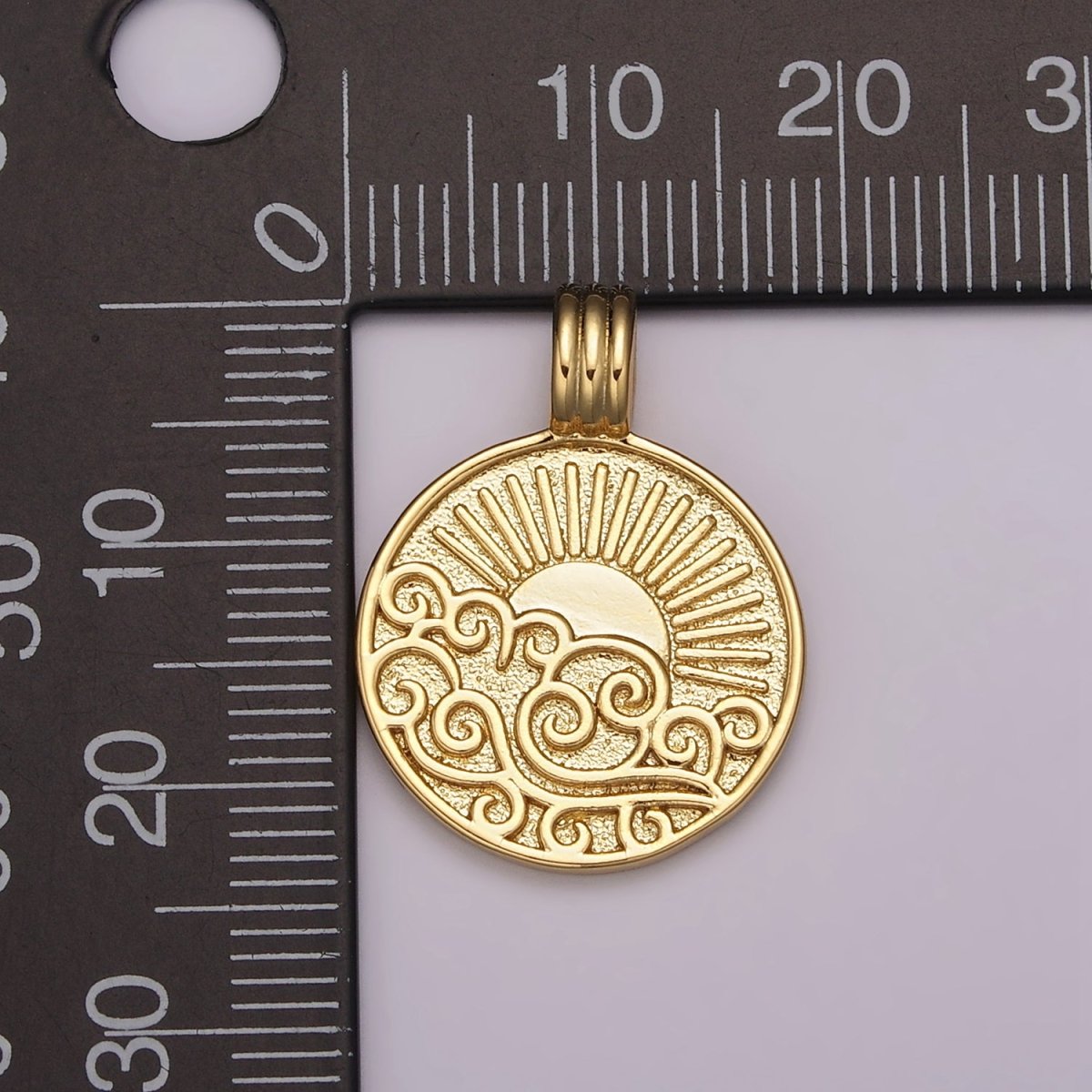 NEW ELEMENT Collection Gold Element Charm Fire Wind Earth Ocean Wave Charm 24K Gold Filled Medallion for Necklace Bracelet Supply N-469 - N-472 - DLUXCA