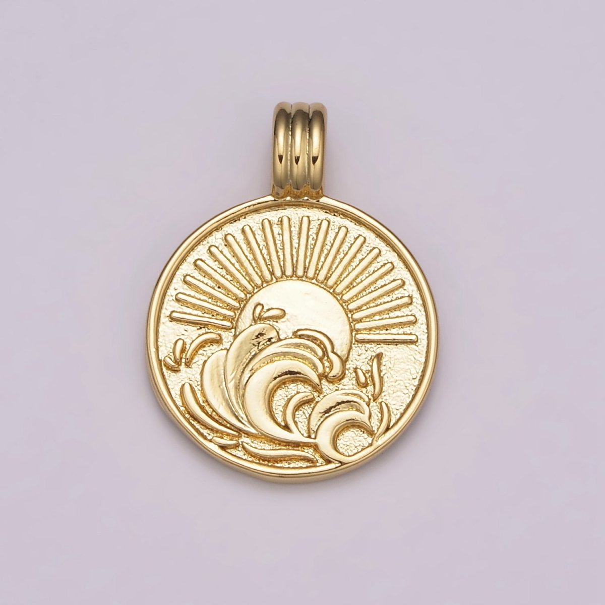 NEW ELEMENT Collection Gold Element Charm Fire Wind Earth Ocean Wave Charm 24K Gold Filled Medallion for Necklace Bracelet Supply N-469 - N-472 - DLUXCA