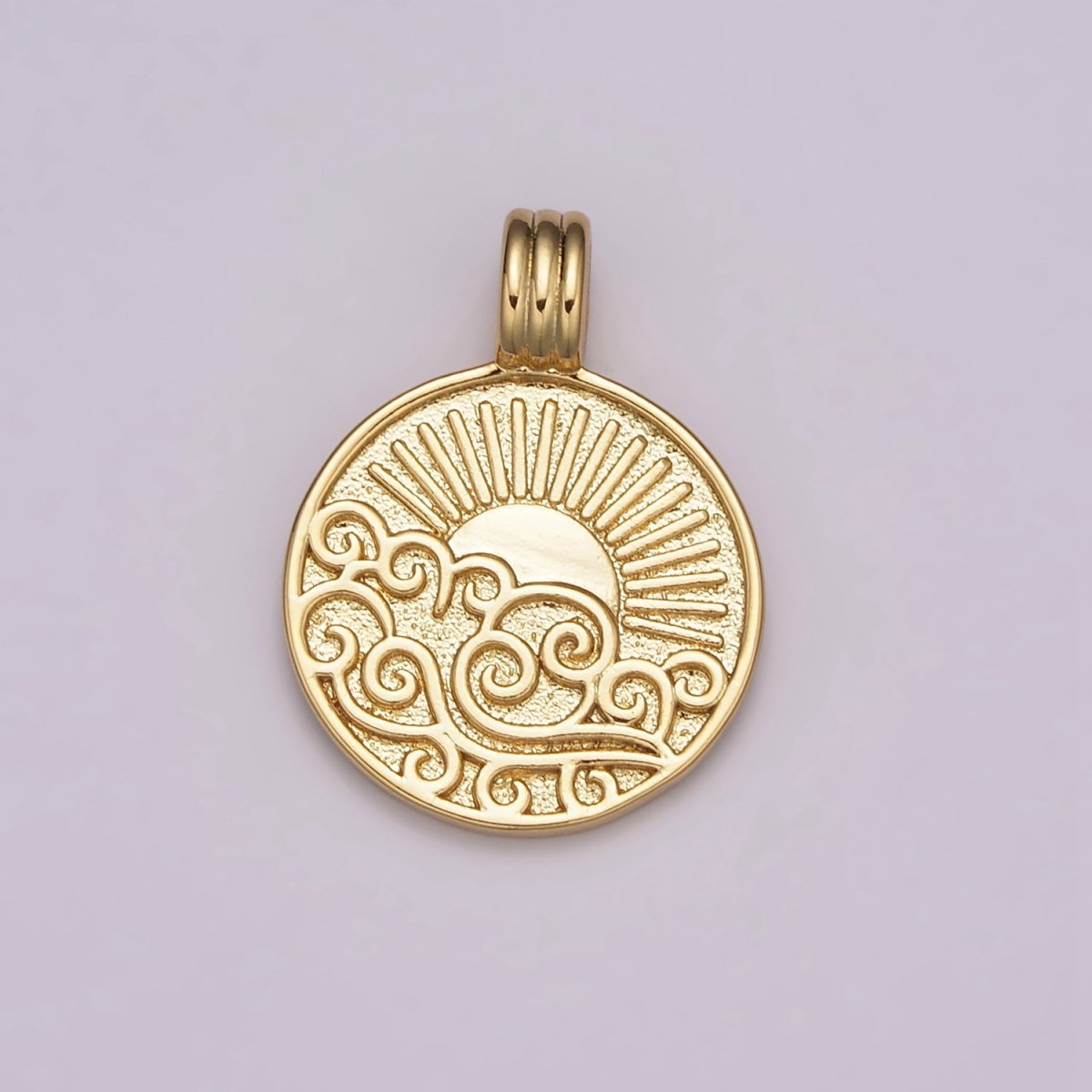 NEW ELEMENT Collection Gold Element Charm Fire Wind Earth Ocean Wave Charm 24K Gold Filled Medallion for Necklace Bracelet Supply N-469 - N-472 - DLUXCA