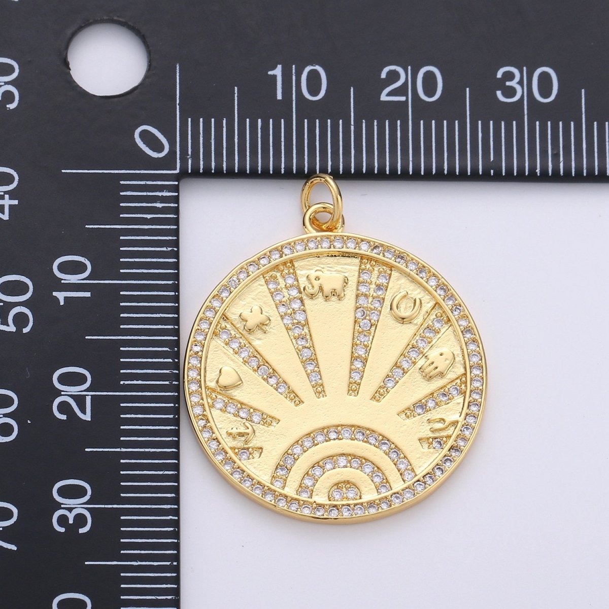 New Gold Lucky Coin Talisman Charm Necklace, 14k Gold Filled Disc Round Pendant Lucky Medallion Pendant for Necklace Jewelry Making Supply D-339 - DLUXCA