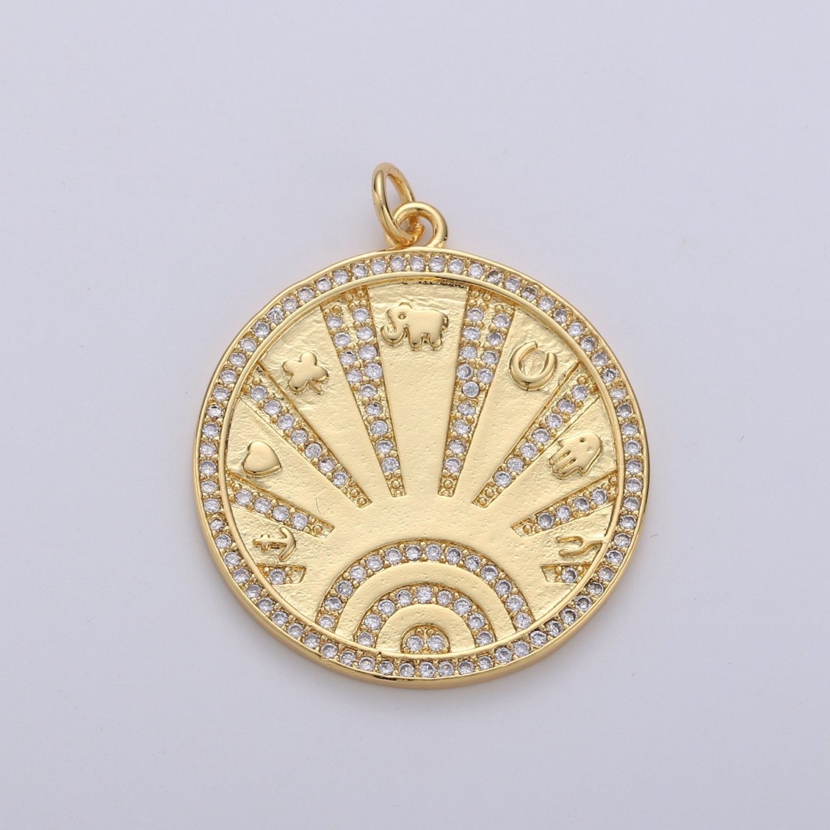 New Gold Lucky Coin Talisman Charm Necklace, 14k Gold Filled Disc Round Pendant Lucky Medallion Pendant for Necklace Jewelry Making Supply D-339 - DLUXCA