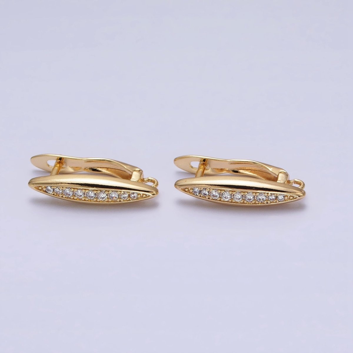 Oblong Micro Paved Clear CZ Lined Open Loop Earrings Supply in Gold & Silver | Z-284 Z-285 - DLUXCA
