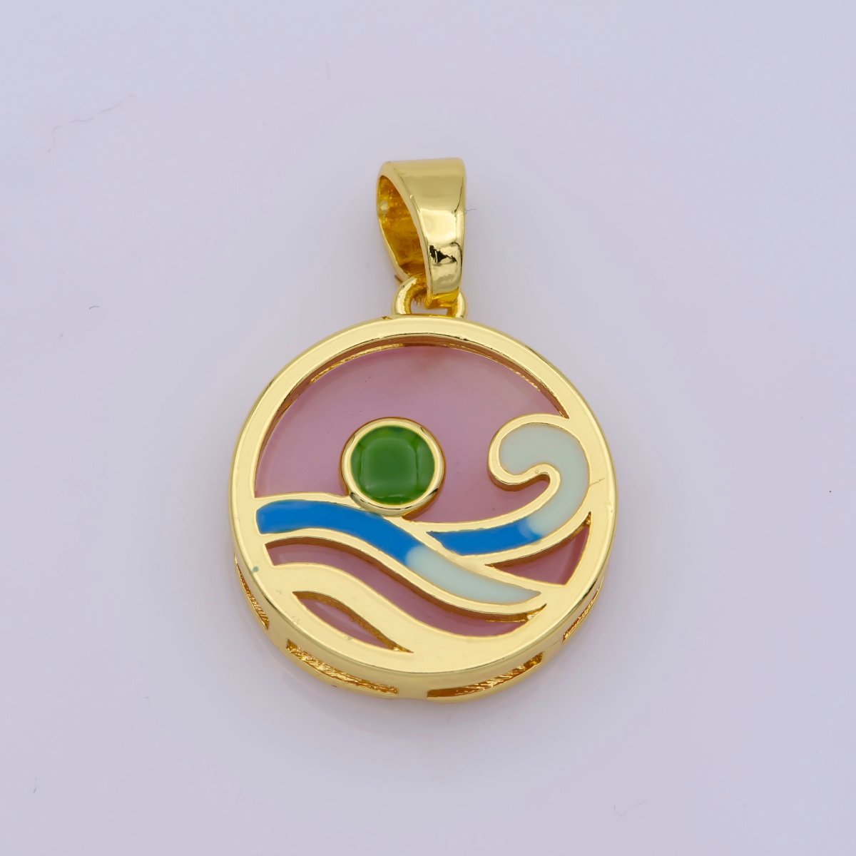 Ocean Wave Charms, Blue Enamel Wave Pendant Beach Nature Charm Coin Surver Jewelry 14K Gold Filled Supplies N-1393 N-1394 N-1395 N-1396 N-1397 - DLUXCA