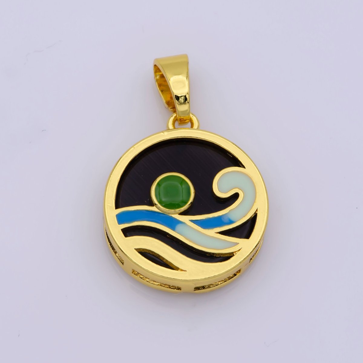 Ocean Wave Charms, Blue Enamel Wave Pendant Beach Nature Charm Coin Surver Jewelry 14K Gold Filled Supplies N-1393 N-1394 N-1395 N-1396 N-1397 - DLUXCA