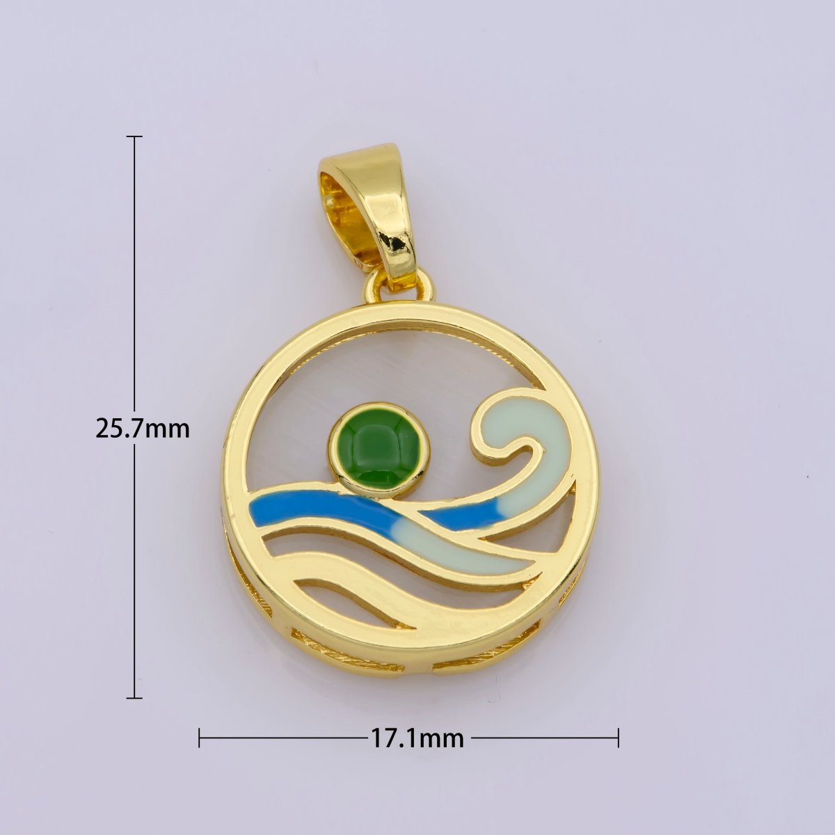 Ocean Wave Charms, Blue Enamel Wave Pendant Beach Nature Charm Coin Surver Jewelry 14K Gold Filled Supplies N-1393 N-1394 N-1395 N-1396 N-1397 - DLUXCA