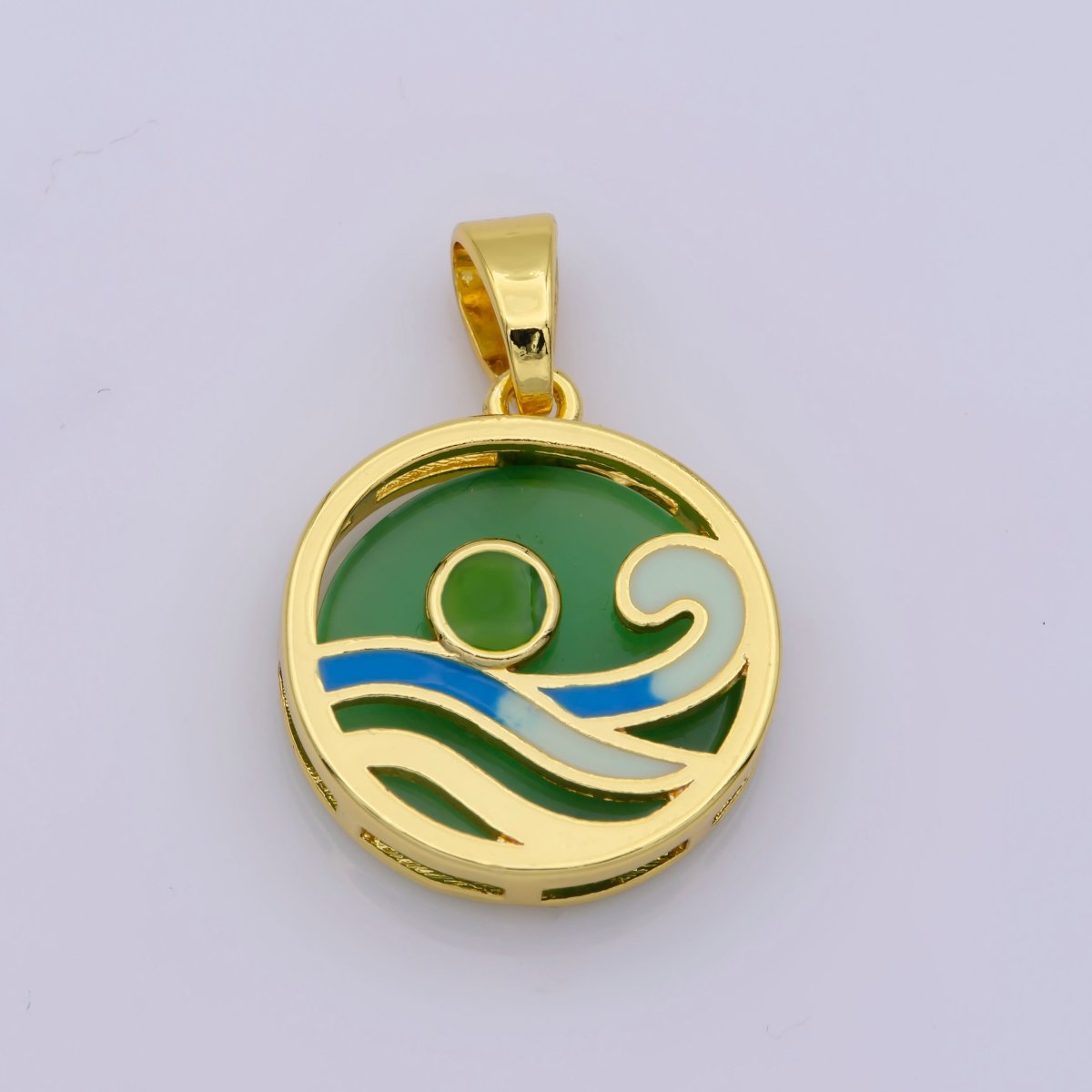 Ocean Wave Charms, Blue Enamel Wave Pendant Beach Nature Charm Coin Surver Jewelry 14K Gold Filled Supplies N-1393 N-1394 N-1395 N-1396 N-1397 - DLUXCA