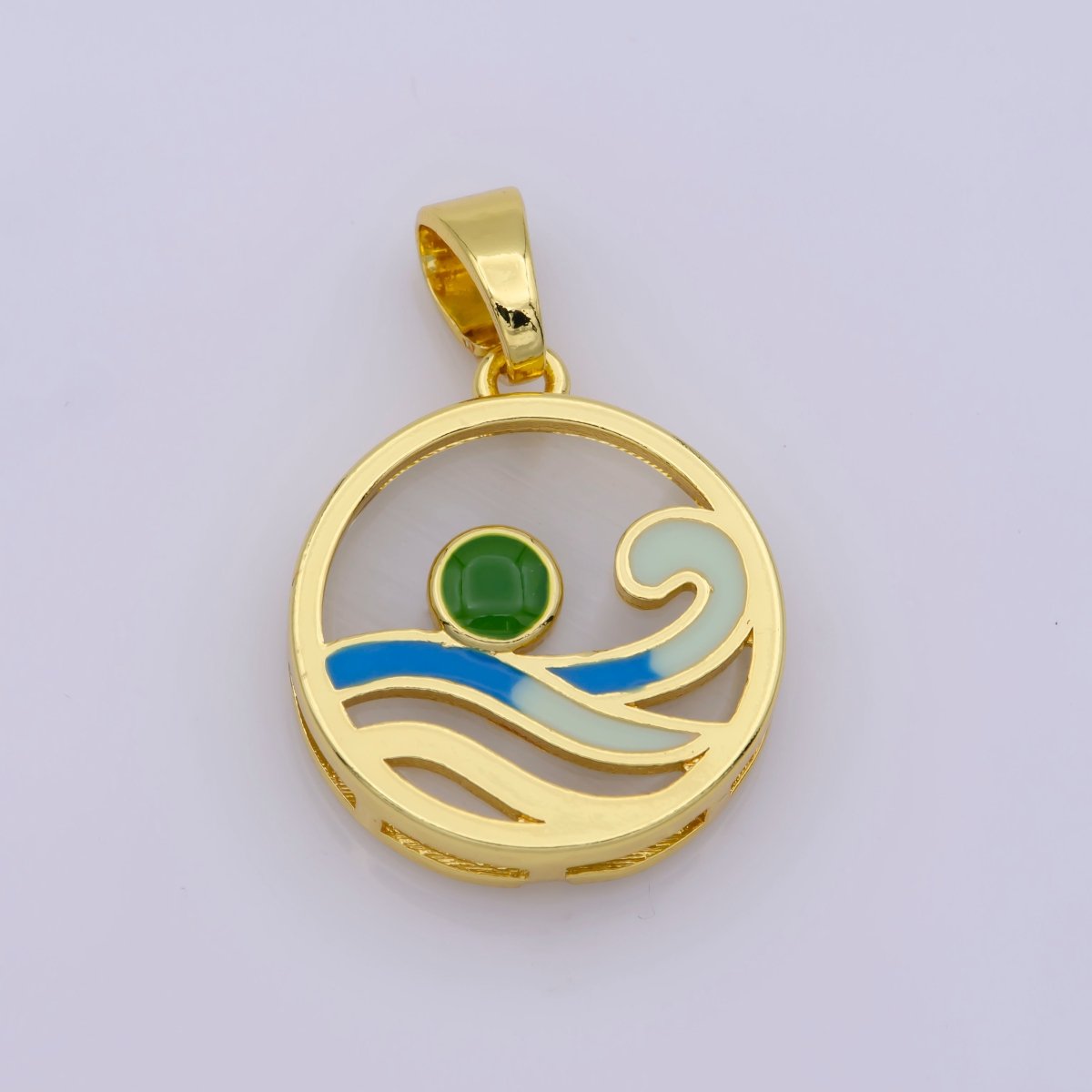 Ocean Wave Charms, Blue Enamel Wave Pendant Beach Nature Charm Coin Surver Jewelry 14K Gold Filled Supplies N-1393 N-1394 N-1395 N-1396 N-1397 - DLUXCA