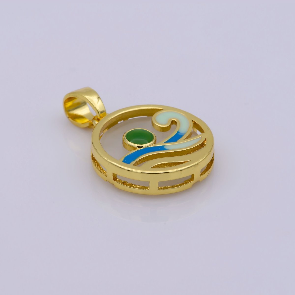 Ocean Wave Charms, Blue Enamel Wave Pendant Beach Nature Charm Coin Surver Jewelry 14K Gold Filled Supplies N-1393 N-1394 N-1395 N-1396 N-1397 - DLUXCA