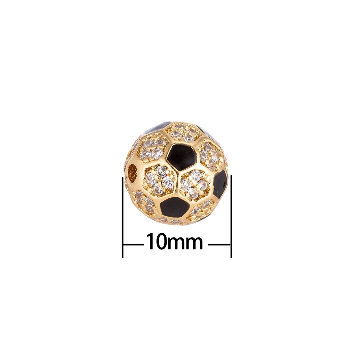 On Sale! CLEARANCE! 10mm 18K Gold Filled Micro Paved Soccer Ball Bead | B-025 - DLUXCA