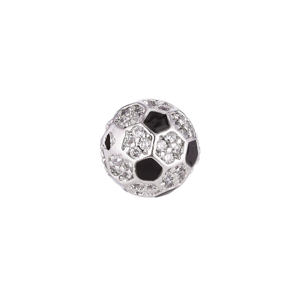 On Sale! CLEARANCE! 10mm 18K Gold Filled Micro Paved Soccer Ball Bead | B-025 - DLUXCA