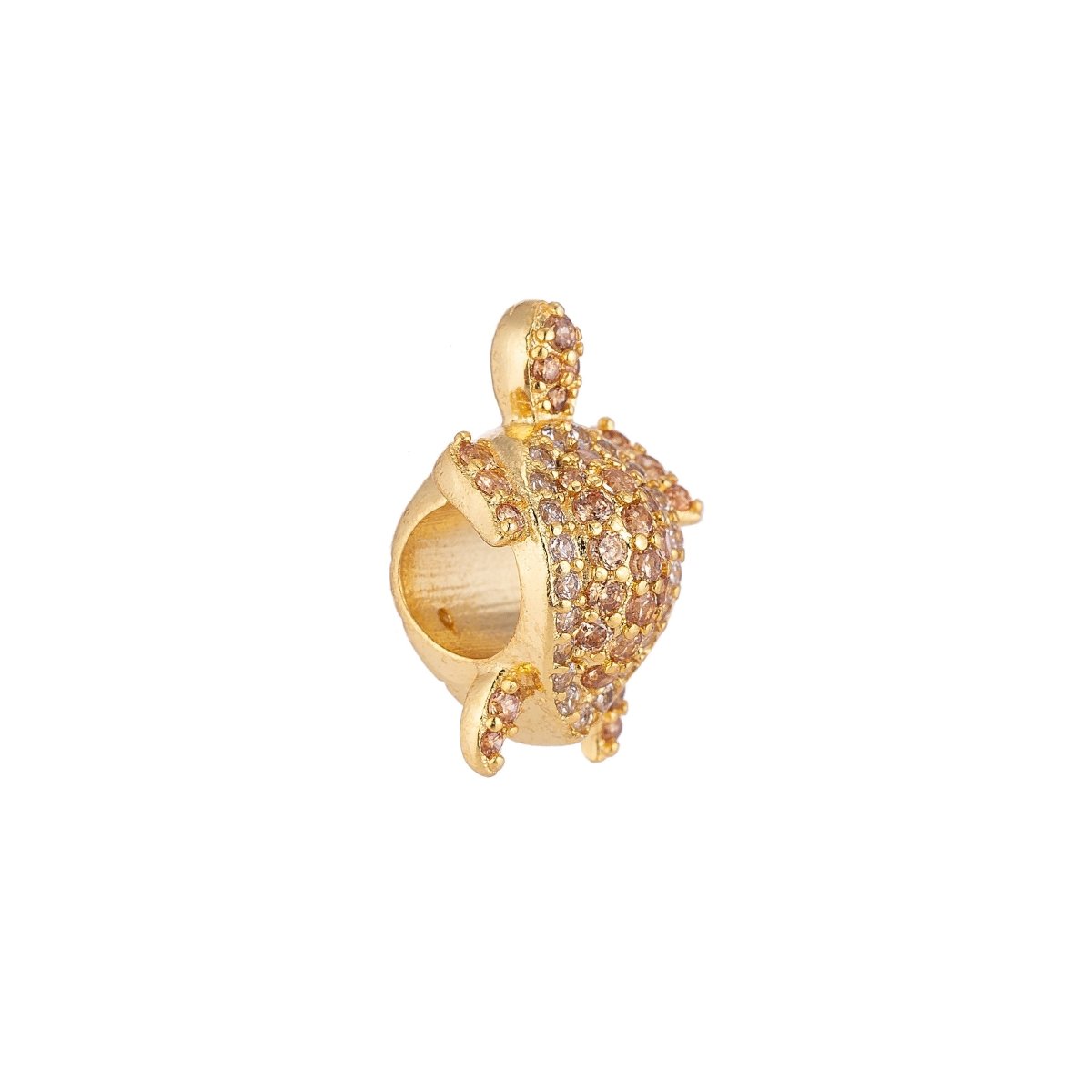 On Sale! CLEARANCE! 10mm Micro Paved Beach Turtle Gold Filled Spacer Bead | B-030 - DLUXCA