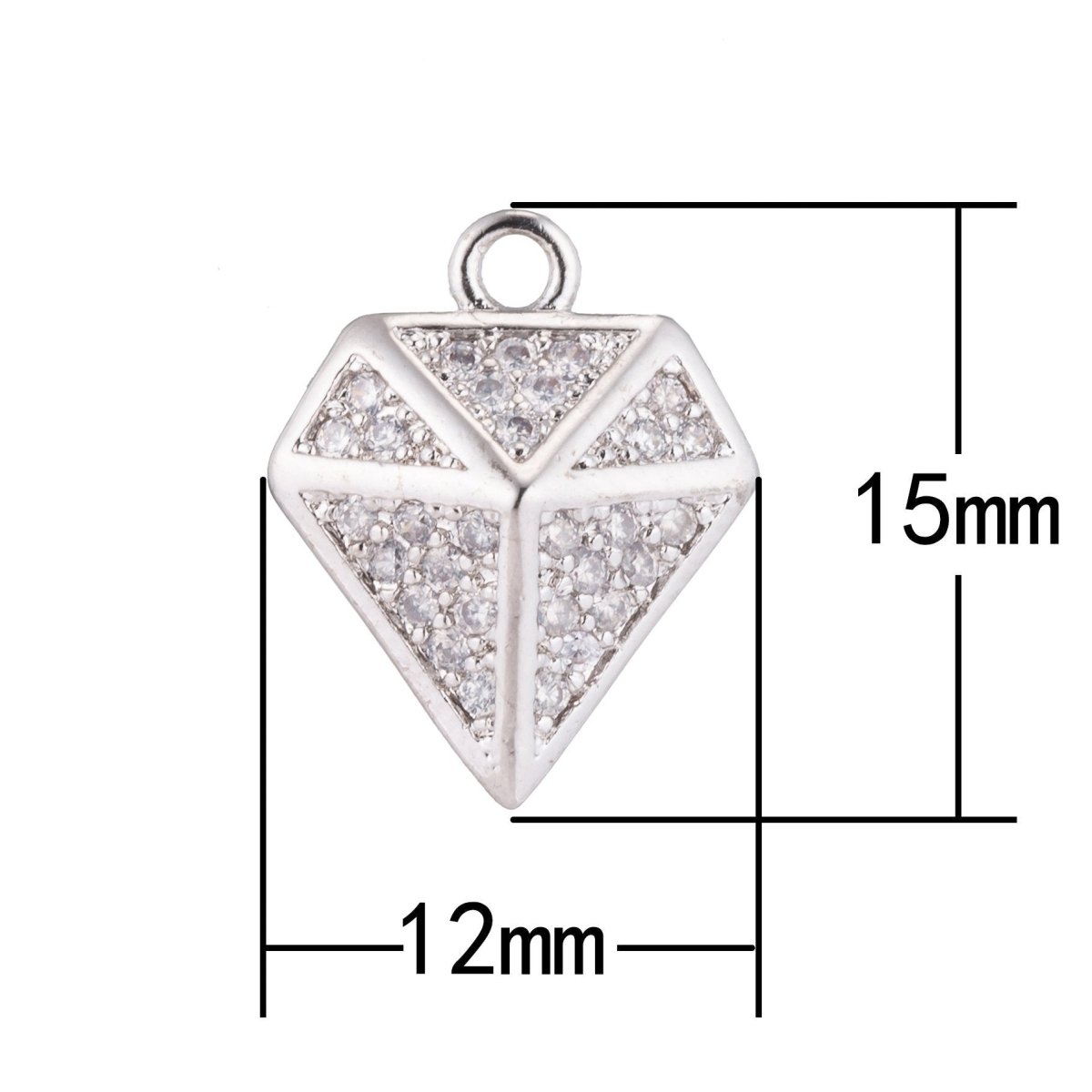 On Sale! CLEARANCE! 18K Gold Filled / White Gold Filled Cute Diamond Shape Charms, Dainty Dangle, Cubic Zirconia Bracelet Charm, Necklace Pendant, Findings for Jewelry Making | C-216 - DLUXCA