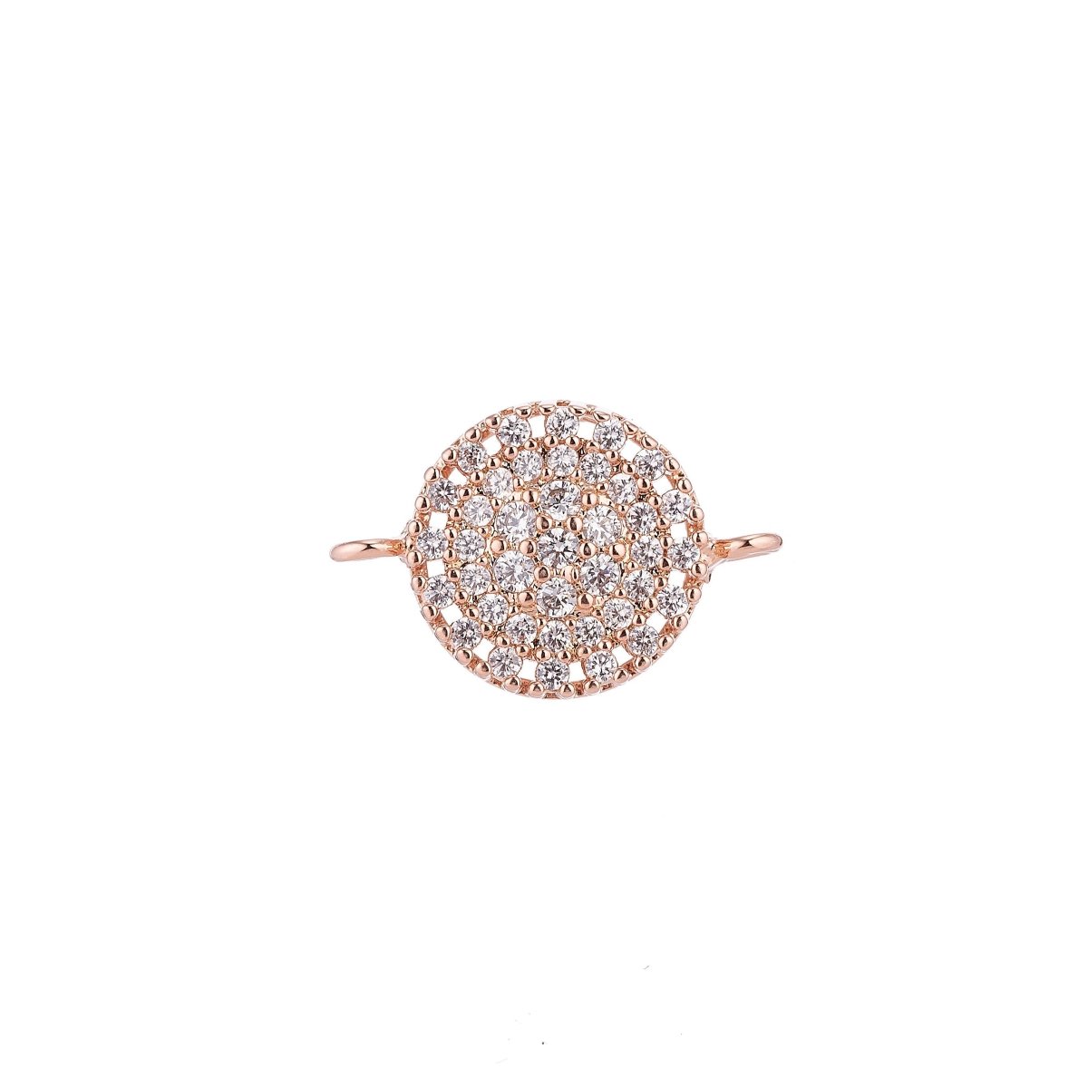 On Sale! CLEARANCE! 18K Gold Filled, White Gold Filled, Rose Gold Filled, Gun-Metal Plated Minimalist Simple Charming Crystal in Circle Cubic Zirconia Charm CONNECTOR For Jewelry Making Finding | F-034 - DLUXCA