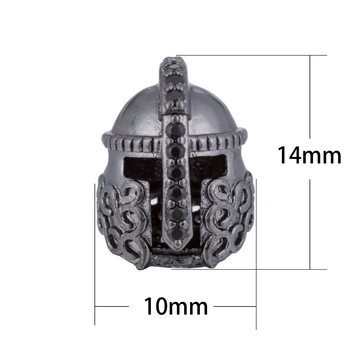 On Sale! CLEARANCE! Black CZ Micro Paved Medieval Warrior Knight Spacer Bead | B-039, B-040, B-415, B-416 - DLUXCA
