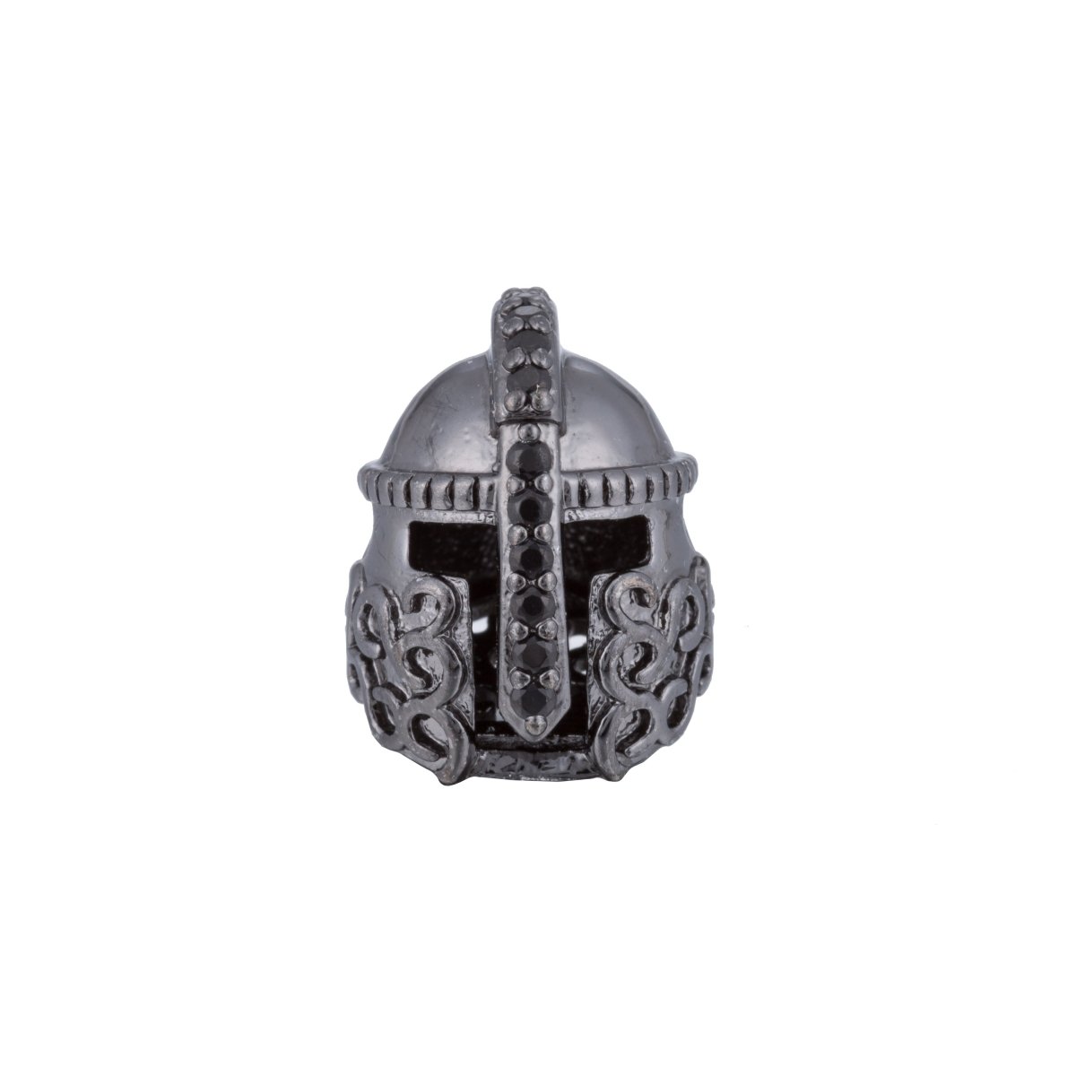 On Sale! CLEARANCE! Black CZ Micro Paved Medieval Warrior Knight Spacer Bead | B-039, B-040, B-415, B-416 - DLUXCA