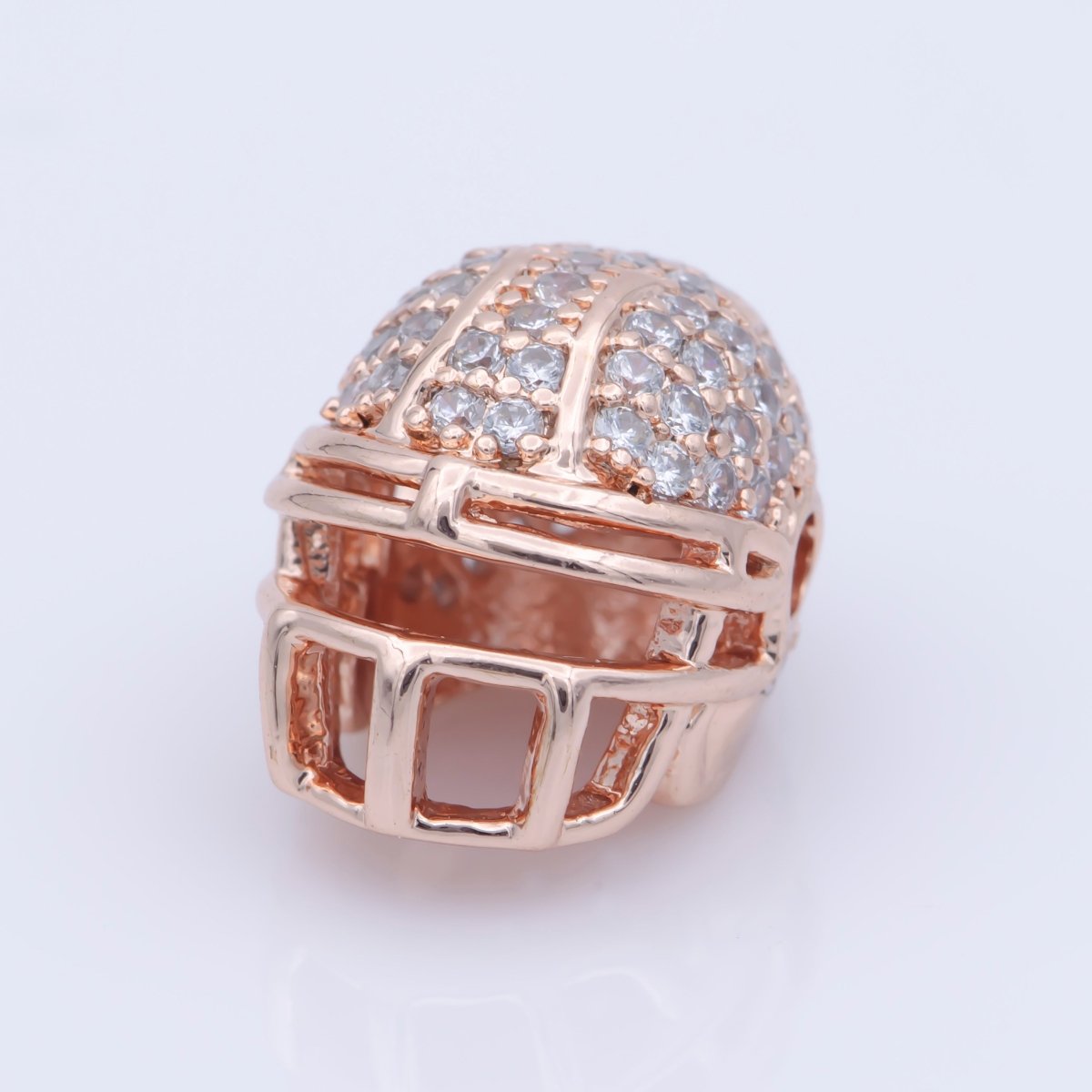 On Sale! CLEARANCE! Cubic Zirconia Crystal American Football Sport Hemet, Copper Gold Filled Charm CONNECTOR Bracelet Design Plated Material For Jewelry Making F-295 - DLUXCA