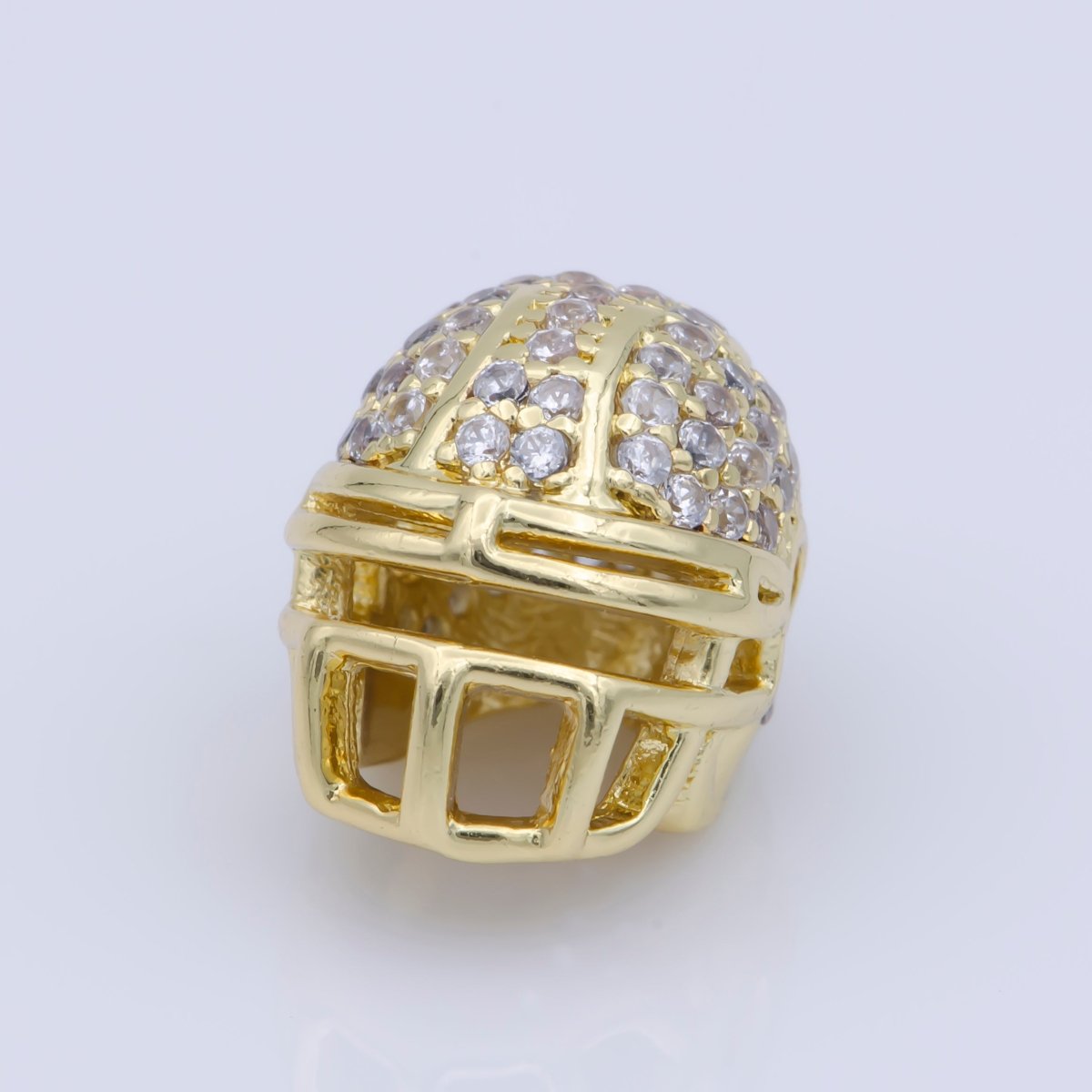On Sale! CLEARANCE! Cubic Zirconia Crystal American Football Sport Hemet, Copper Gold Filled Charm CONNECTOR Bracelet Design Plated Material For Jewelry Making F-295 - DLUXCA
