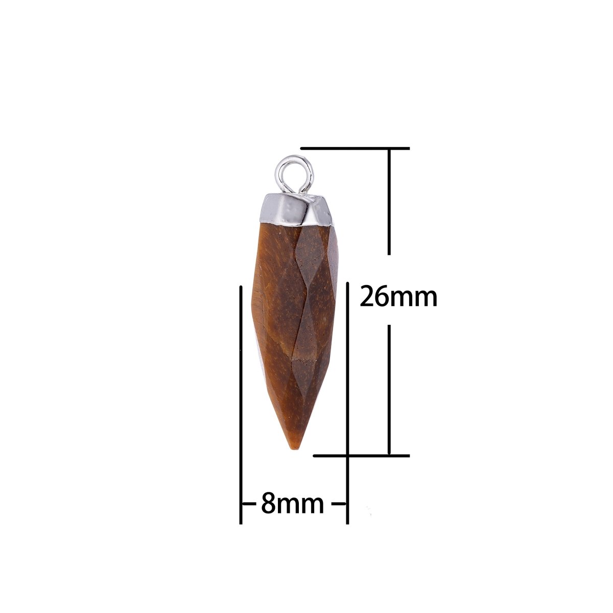 On Sale! CLEARANCE! Delicate Pointed Spike Gemstone Drop Pendant, Dainty Bullet Gemstone Charms Amethyst, Tiger Eye, Quartz, Onyx, Agate for Necklace Earring | E-333 E-334 E-335 E-336 - DLUXCA