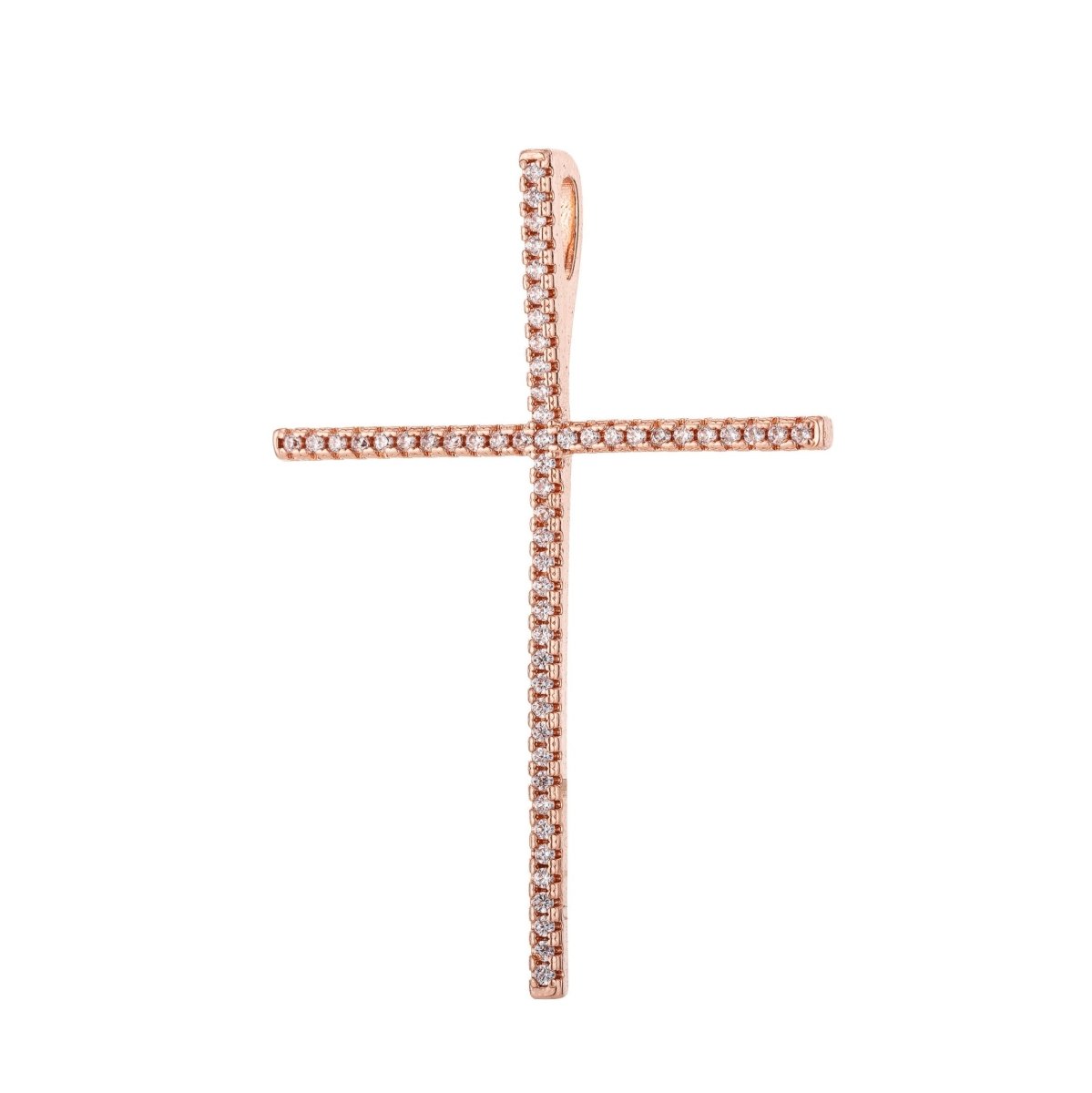 On Sale! CLEARANCE! Gold Cross, Christian Catholic Symbol, Religion, Faith, Joy, Cubic Zirconia Necklace Pendant Charm Bail Findings For Jewelry Making | C-227 - DLUXCA