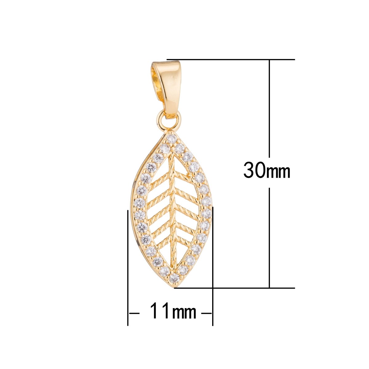 On Sale! CLEARANCE! Gold Filled Leaf, Nature, Tree, Foliage, Life, Autumn, Spring, DIY Cubic Zirconia Necklace Pendant Charm Bead Bails for Jewelry Making, H315 - DLUXCA