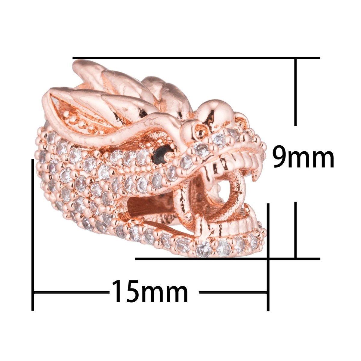 On Sale! CLEARANCE! Gold Filled Micro Paved CZ Mythical Dragon Spacer Bead | B-075 - DLUXCA