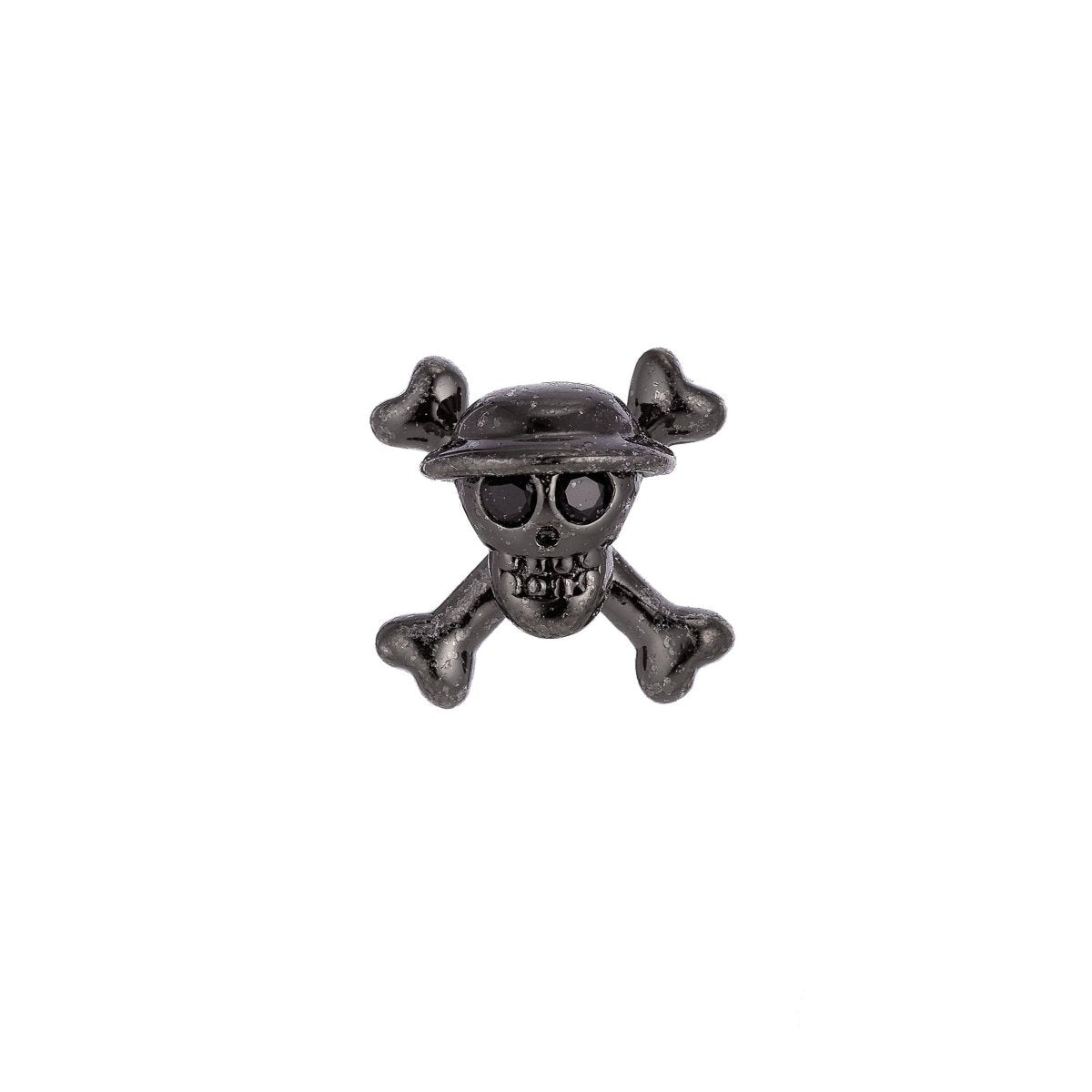 On Sale! CLEARANCE! One Piece Pirate Skull Bead Spacer for Men Bracelet Silver Danger Warning Poison Skull and Crossbones Charm Connector 13x13mm | B-021 - DLUXCA