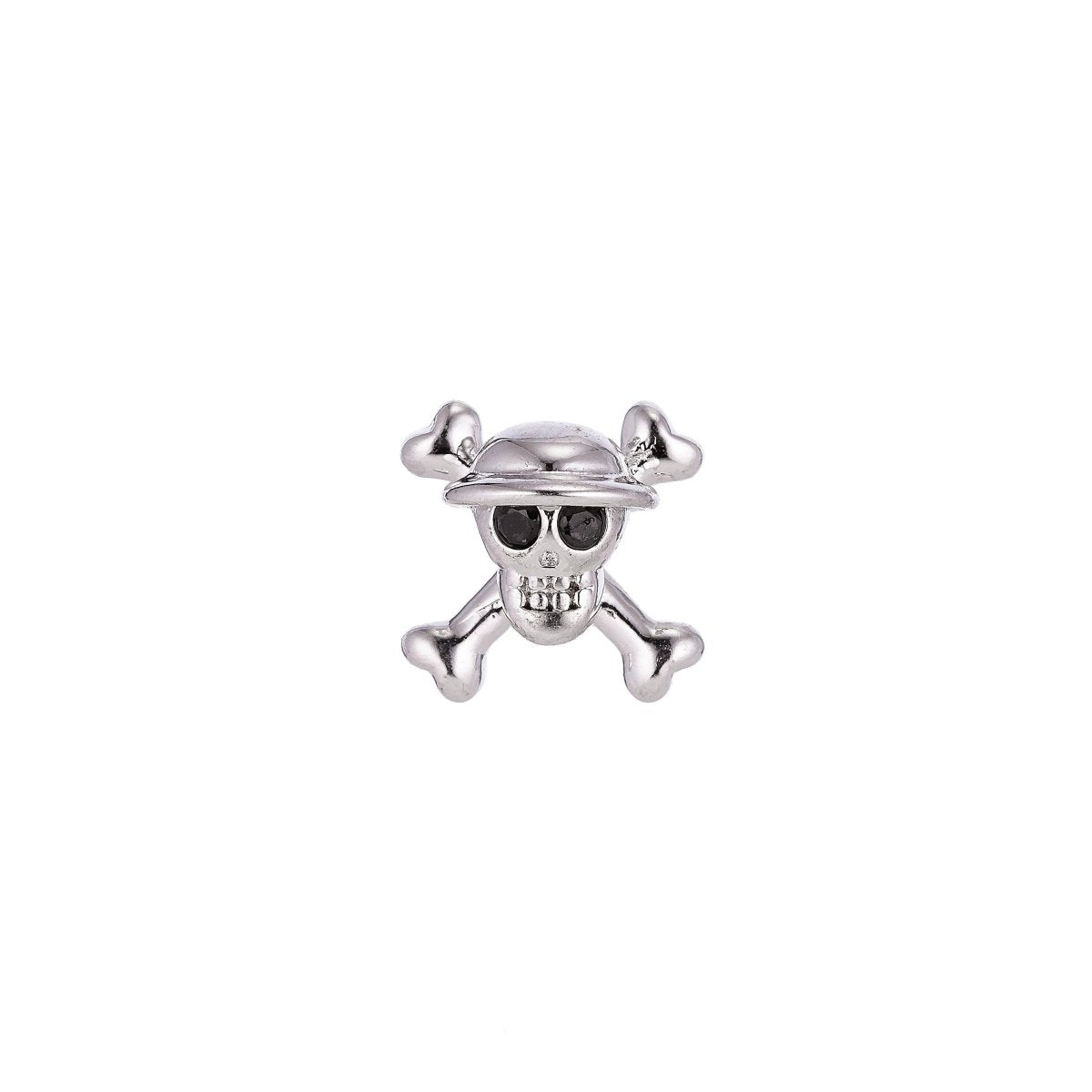 On Sale! CLEARANCE! One Piece Pirate Skull Bead Spacer for Men Bracelet Silver Danger Warning Poison Skull and Crossbones Charm Connector 13x13mm | B-021 - DLUXCA