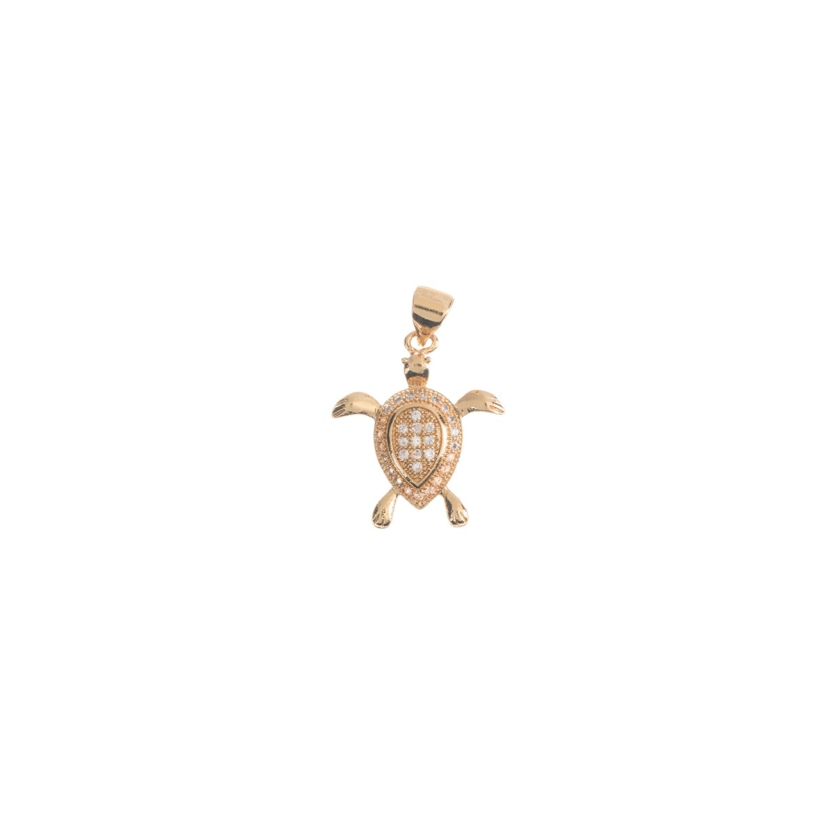 On Sale! CLEARANCE! Silver, Gold Filled Dainty Sea Turtle, Ocean Tortoise Cubic Zirconia Necklace PENDANT Charm Bead Bails Findings for Jewelry Making H-541 - DLUXCA