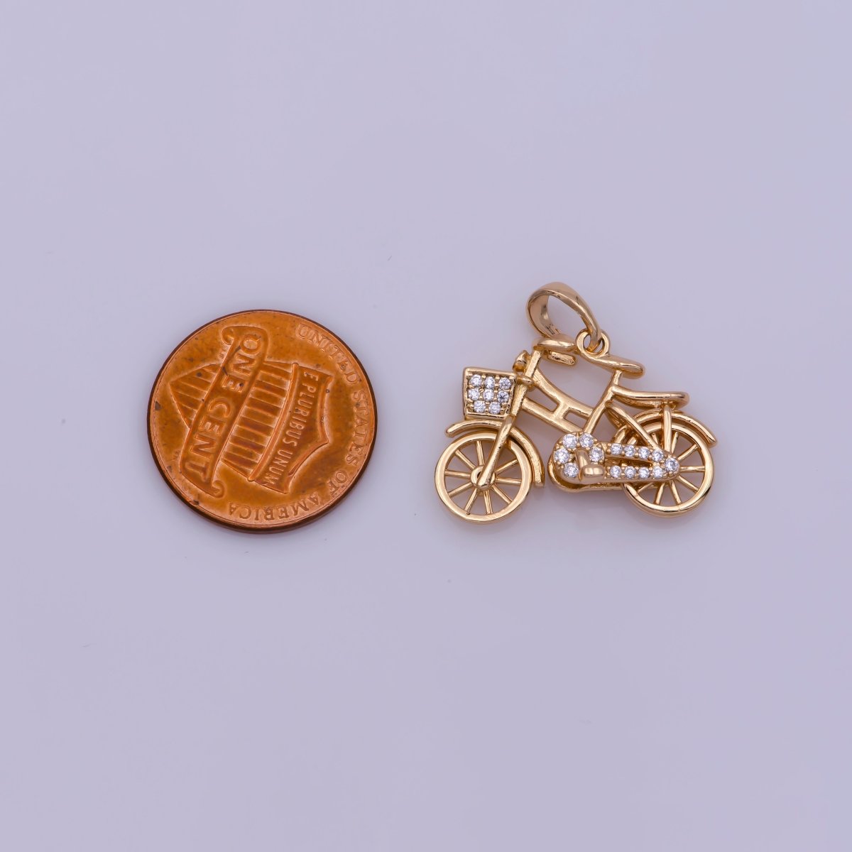 On Sale! CLEARANCE! White Gold Filled, 18K Gold Filled Bicycle Necklace PENDANT, Micro Pave CZ Outdoor Sport Charm, Girl Necklace Findings For Jewelry Making I-228 - DLUXCA