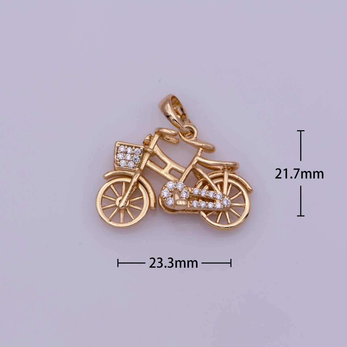 On Sale! CLEARANCE! White Gold Filled, 18K Gold Filled Bicycle Necklace PENDANT, Micro Pave CZ Outdoor Sport Charm, Girl Necklace Findings For Jewelry Making I-228 - DLUXCA